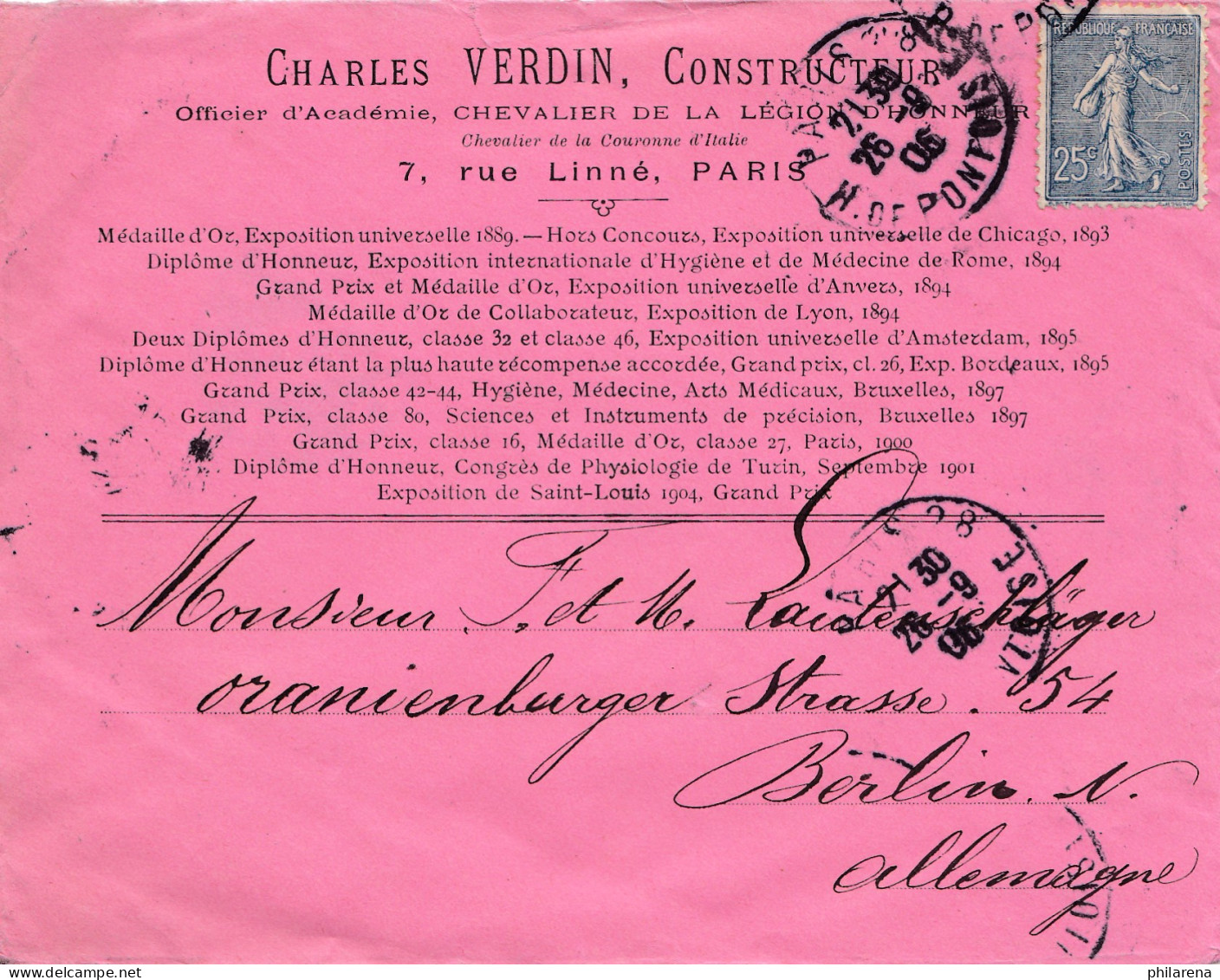 Frankreich: 1906: Paris Nach Berlin - Autres & Non Classés