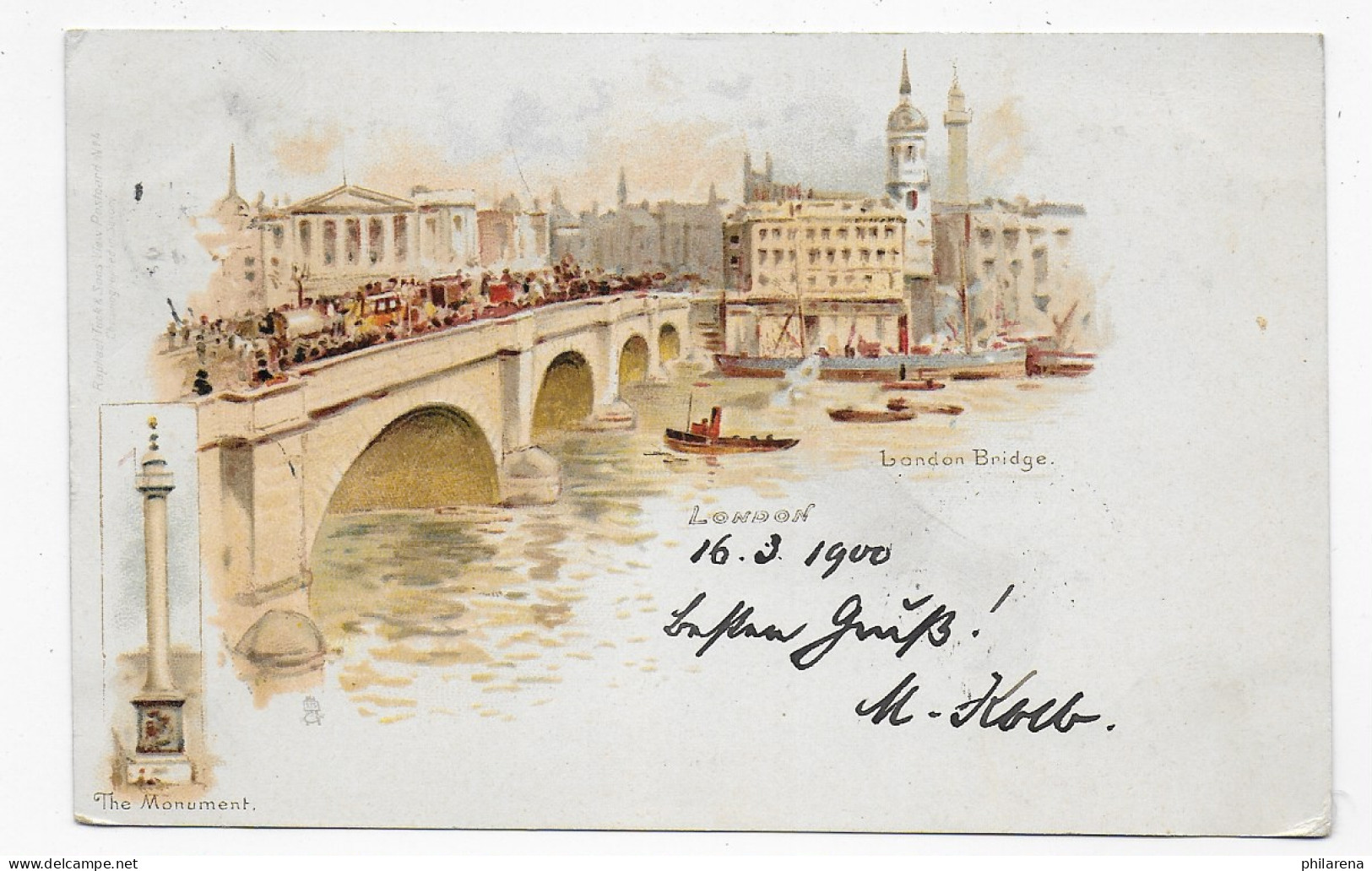 Ansichtskarte London- London Bridge Mit Eisenbahn, Schiffen, 1900 Nach Bayreuth - Altri & Non Classificati