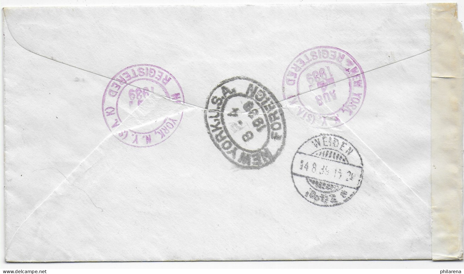 New York, Registered To Weiden/Germany 1939, Shortly Before WWII - Other & Unclassified