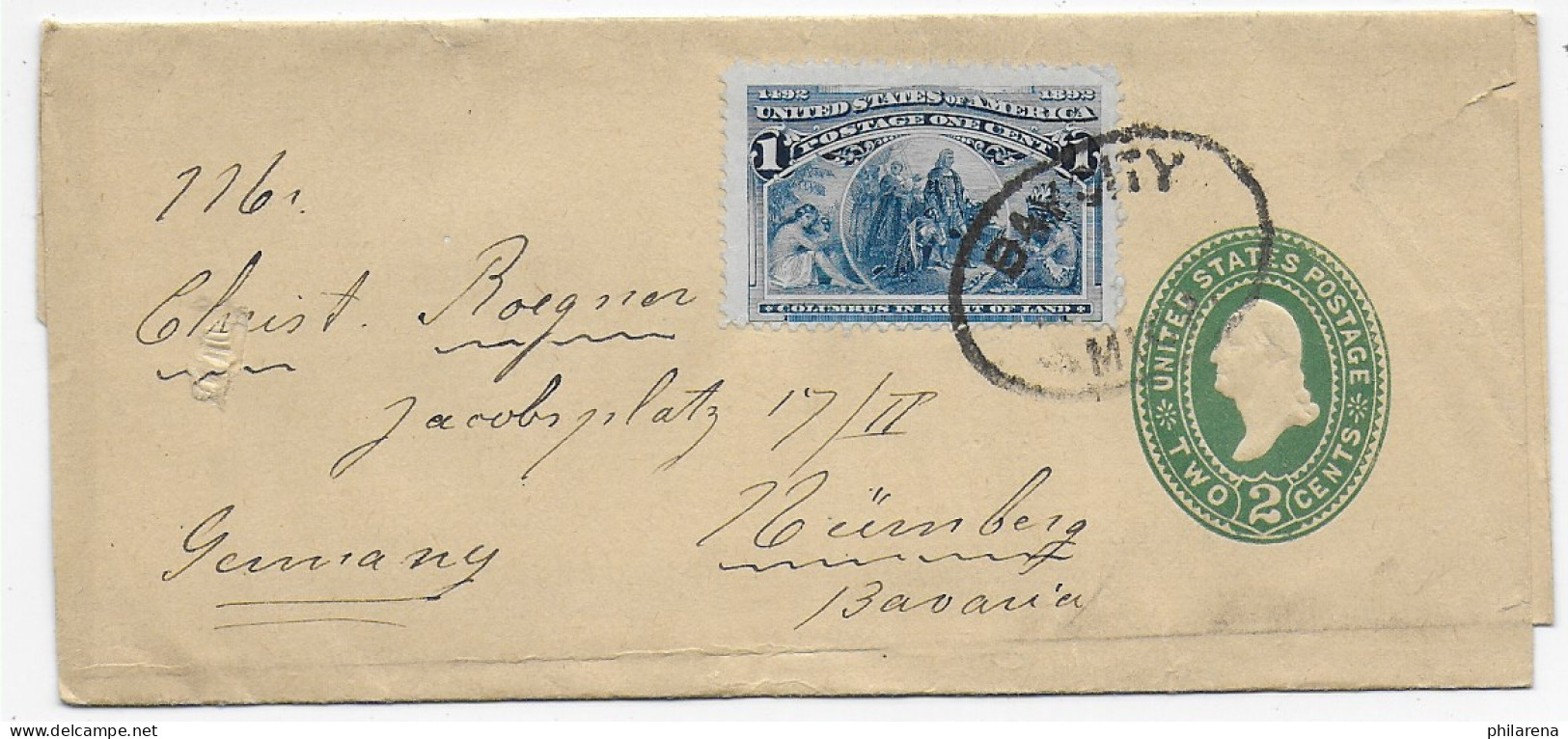 Cover Bay City To Nürnberg 1894 - Other & Unclassified