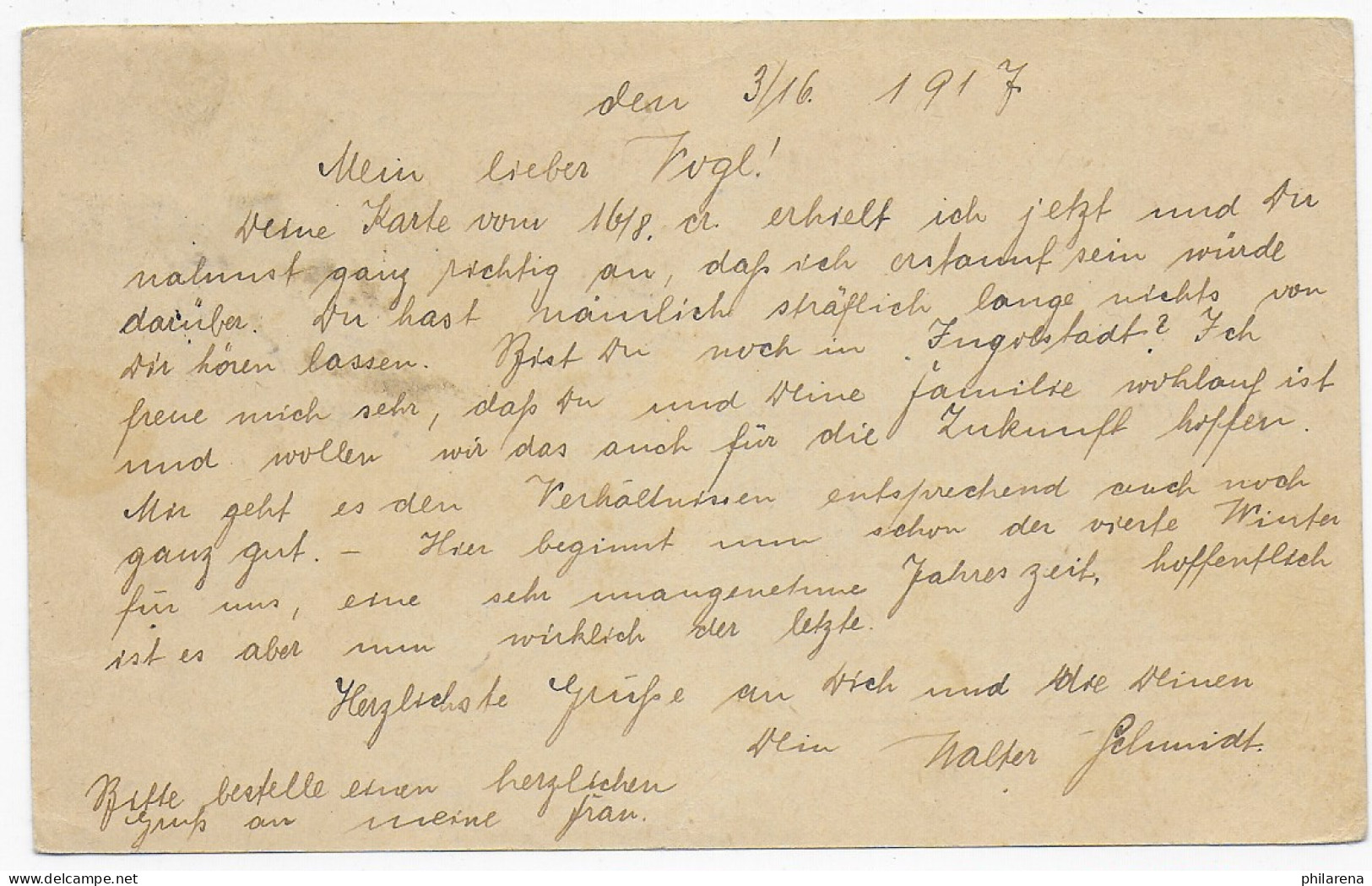 Postkarte 1917 Nach Freiburg - Sonstige & Ohne Zuordnung