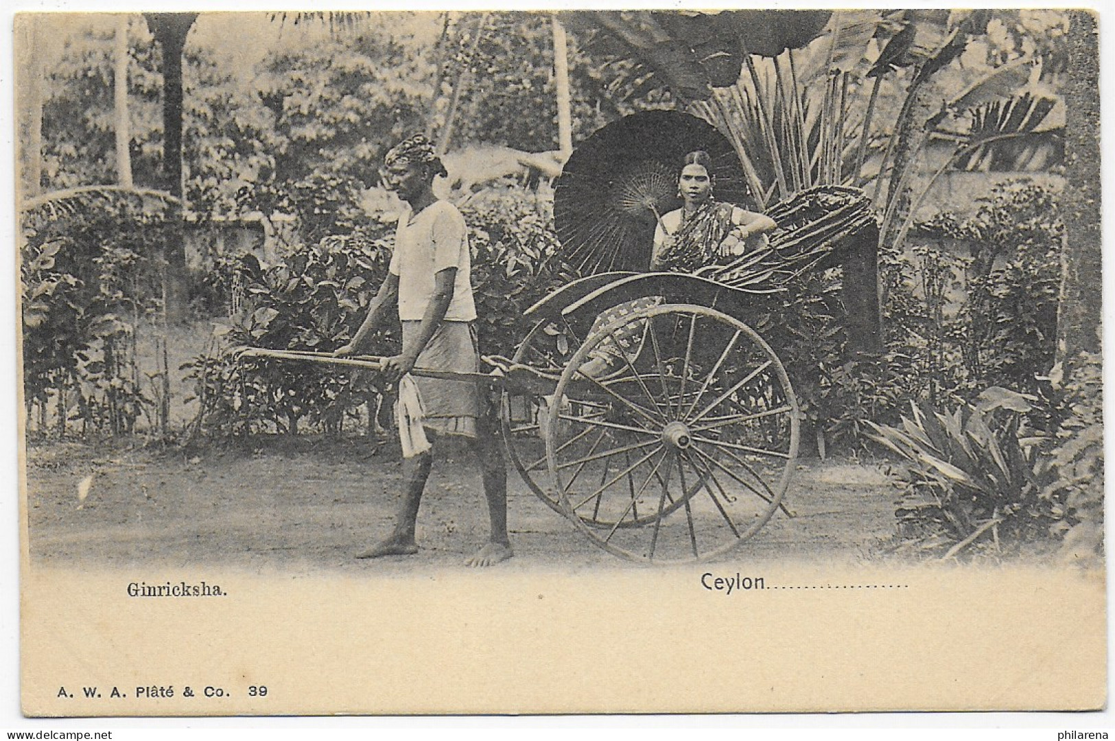 Picture Post Card Ceylon Ginricksha - Sri Lanka (Ceylan) (1948-...)