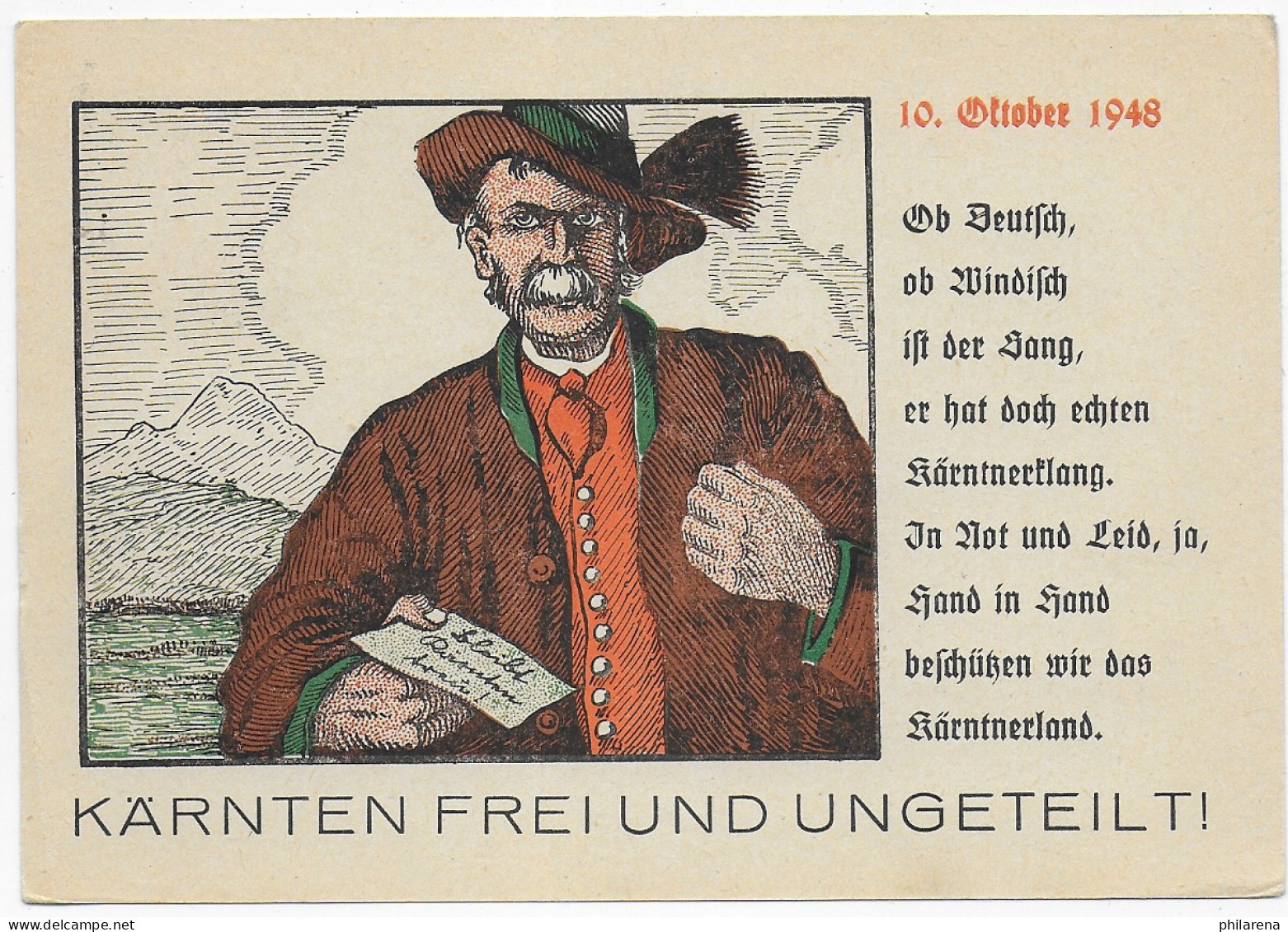 Propaganda Karte: Kärnten Frei Und Ungeteilt, 1950, Wien Mit Messestempel - Briefe U. Dokumente