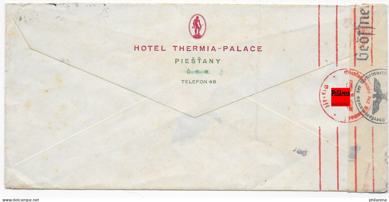 Piestany Hotel Thermia Palace  Nach Wiesbaden, 1942, OKW Zensur - Otros & Sin Clasificación