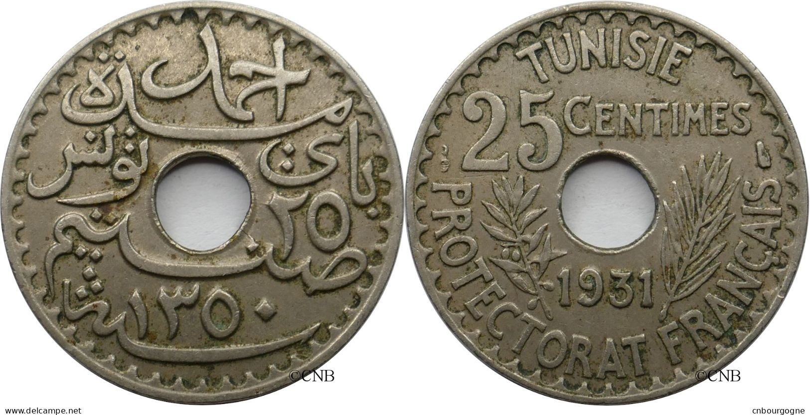 Tunisie - Protectorat Français - Ahmed I Bey - 25 Centimes 1931-AH1350 - TTB/XF45 - Mon5932 - Tunesië