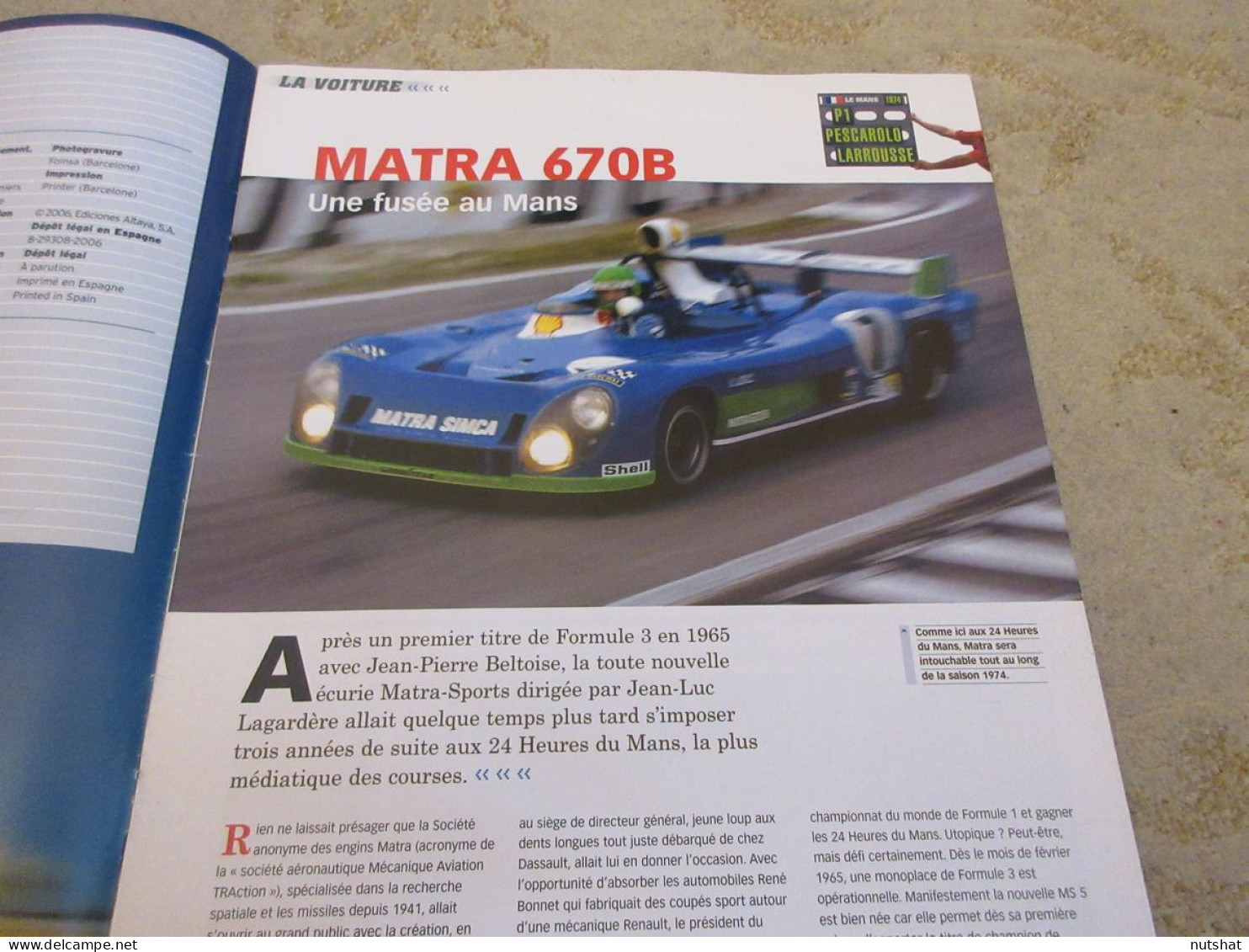 MONSTRES SACRES 24h Du MANS 02 1974 MATRA 670B HISTOIRE 1924 EPINGLE PONTLIEUE - Other