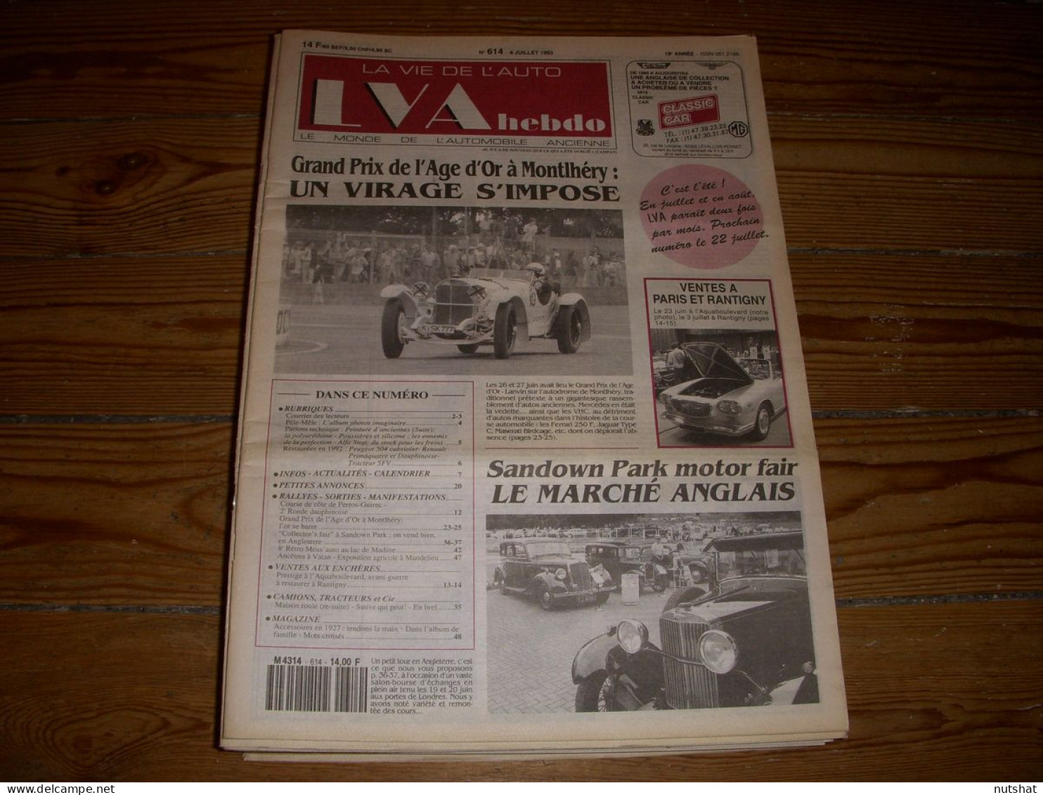 LVA VIE De L'AUTO 614 07.1993 GP De L'AGE D'OR A MONTLHERY Le MARCHE ANGLAIS - Auto/Moto