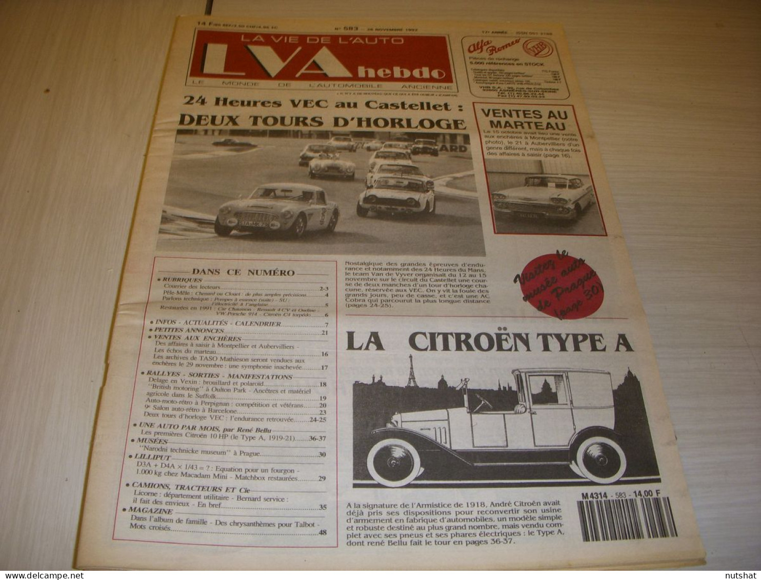 LVA VIE De L'AUTO 583 11.1992 CITROEN 10HP TYPE A SALON AUTO-RETRO BARCELONE - Auto/Moto