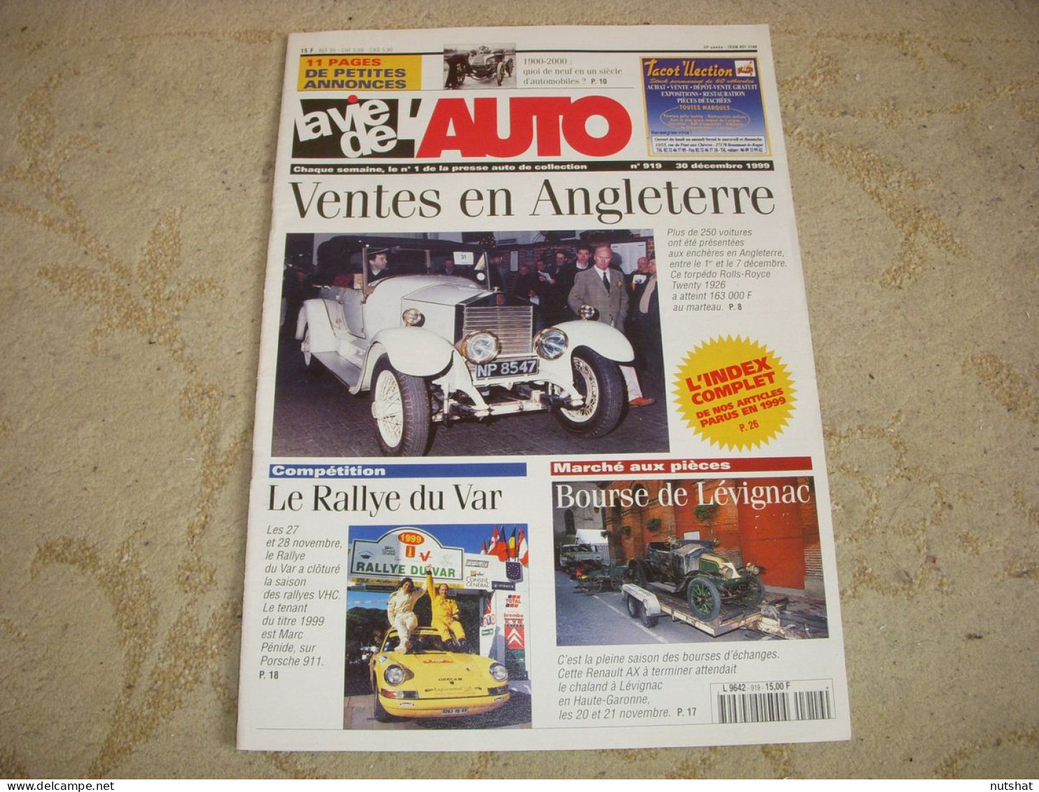 LVA VIE De L'AUTO 919 12.1999 Un SIECLE D'AUTOS MOTEURS Harry MILLER PEUGEOT 404 - Auto/Motor