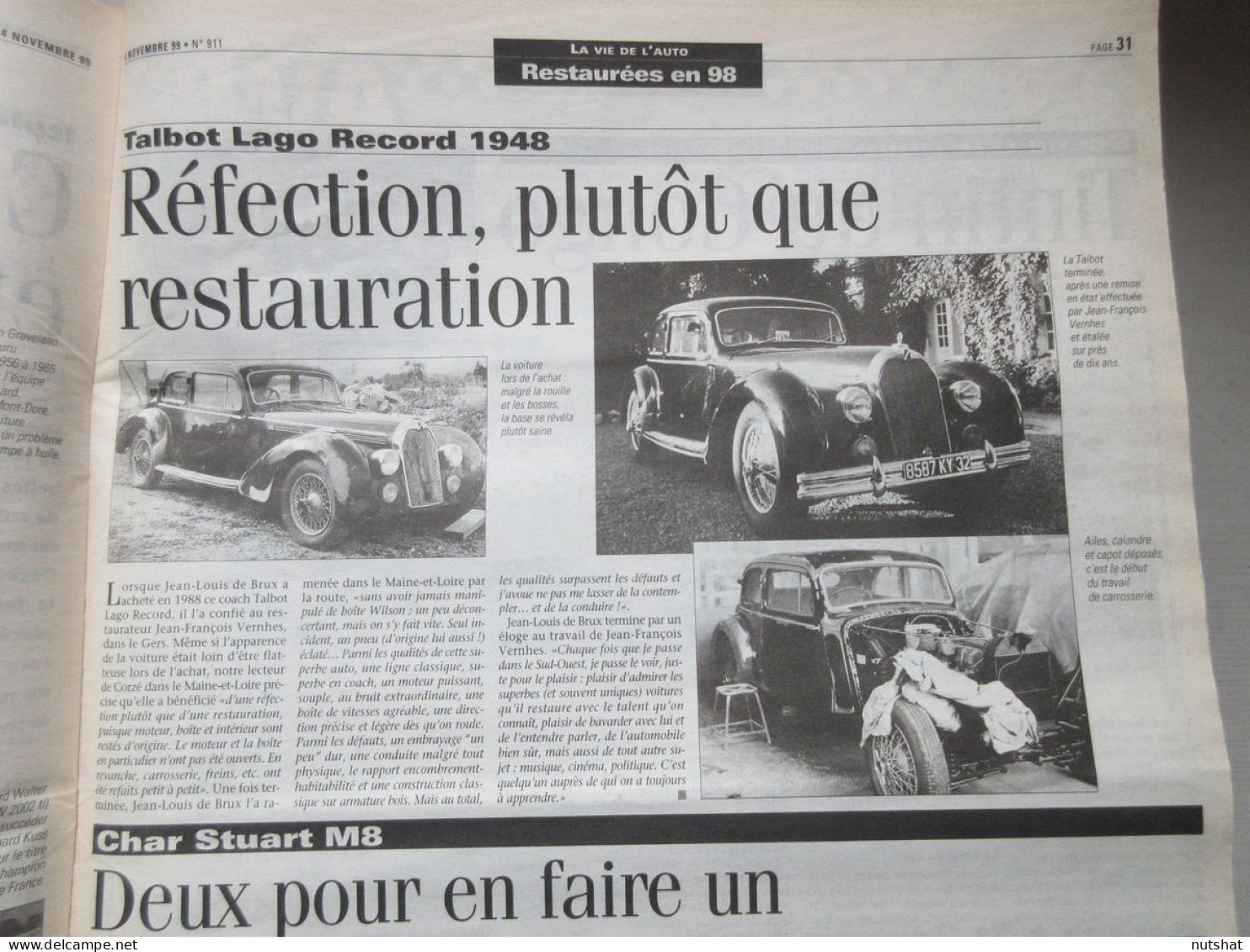 LVA VIE De L'AUTO 911 11.1999 NAISSANCE AUTORADIOS CHAR STUART M8 TALBOT LAGO 48 - Auto/Moto