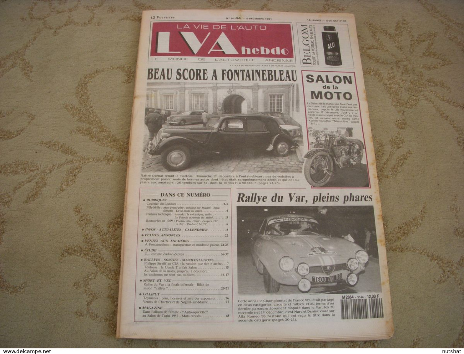 LVA VIE De L'AUTO 91/44 12.1991 ZODIAC-ZEPHYR TOYMANIA SALON MOTO Et AUTO - Auto/Moto