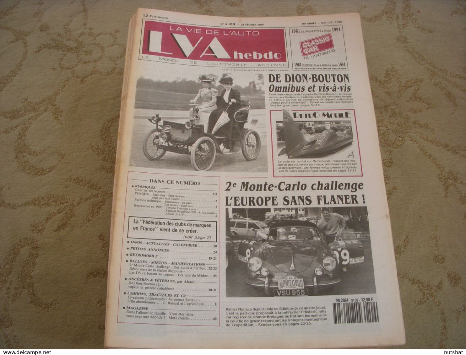 LVA VIE De L'AUTO 91/09 02.1991 De DION BOUTON CAMIONS LIVRAISONS & ARROSEUSE - Auto/Moto