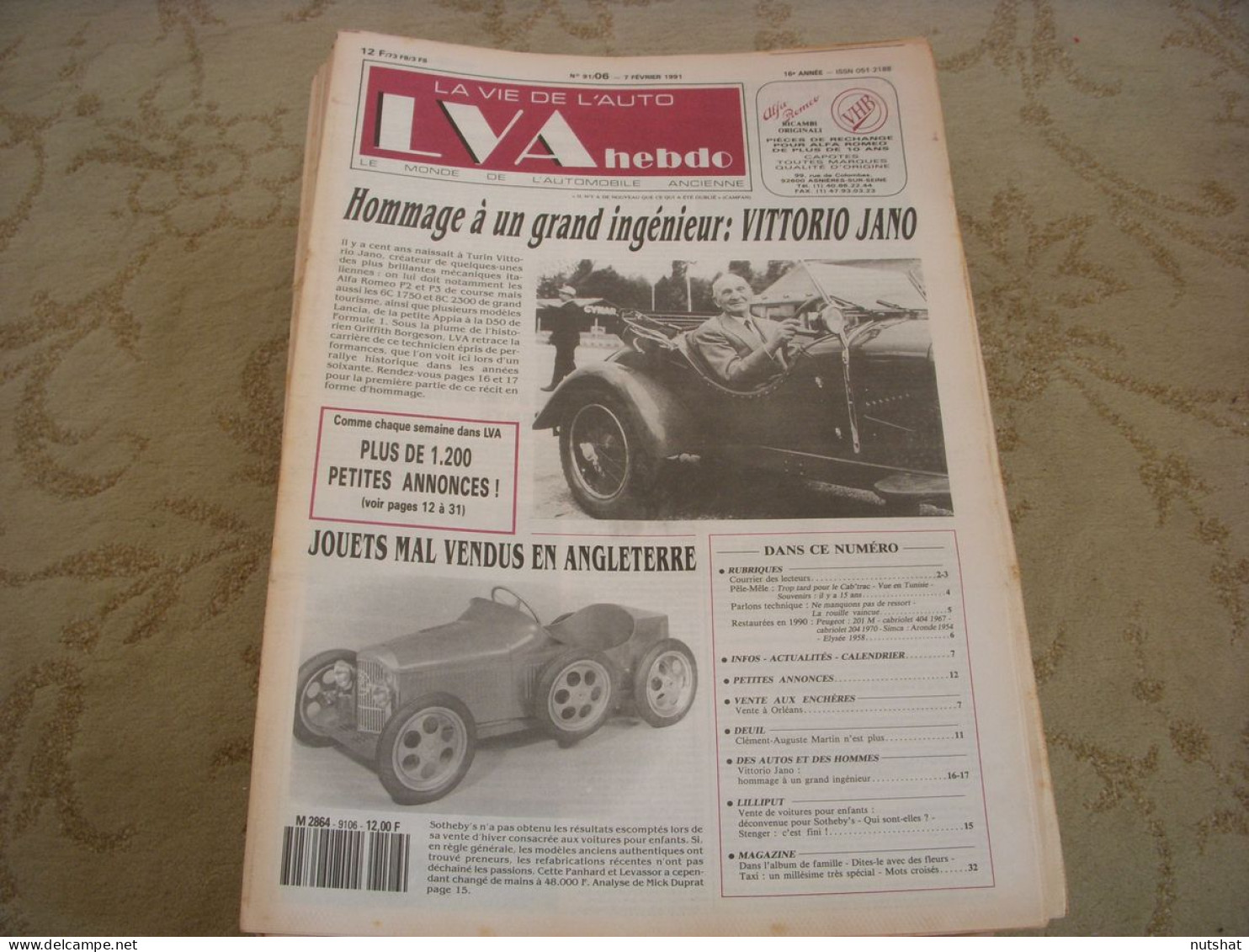 LVA VIE De L'AUTO 91/06 02.1991 VITTORIO JANO MORT CEMENT-AUGUSTE MARTIN - Auto/Moto