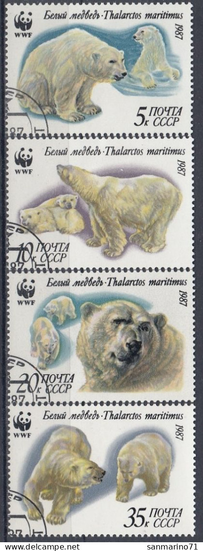 USSR 5694-5697,used,falc Hinged,polar Bears - Gebruikt