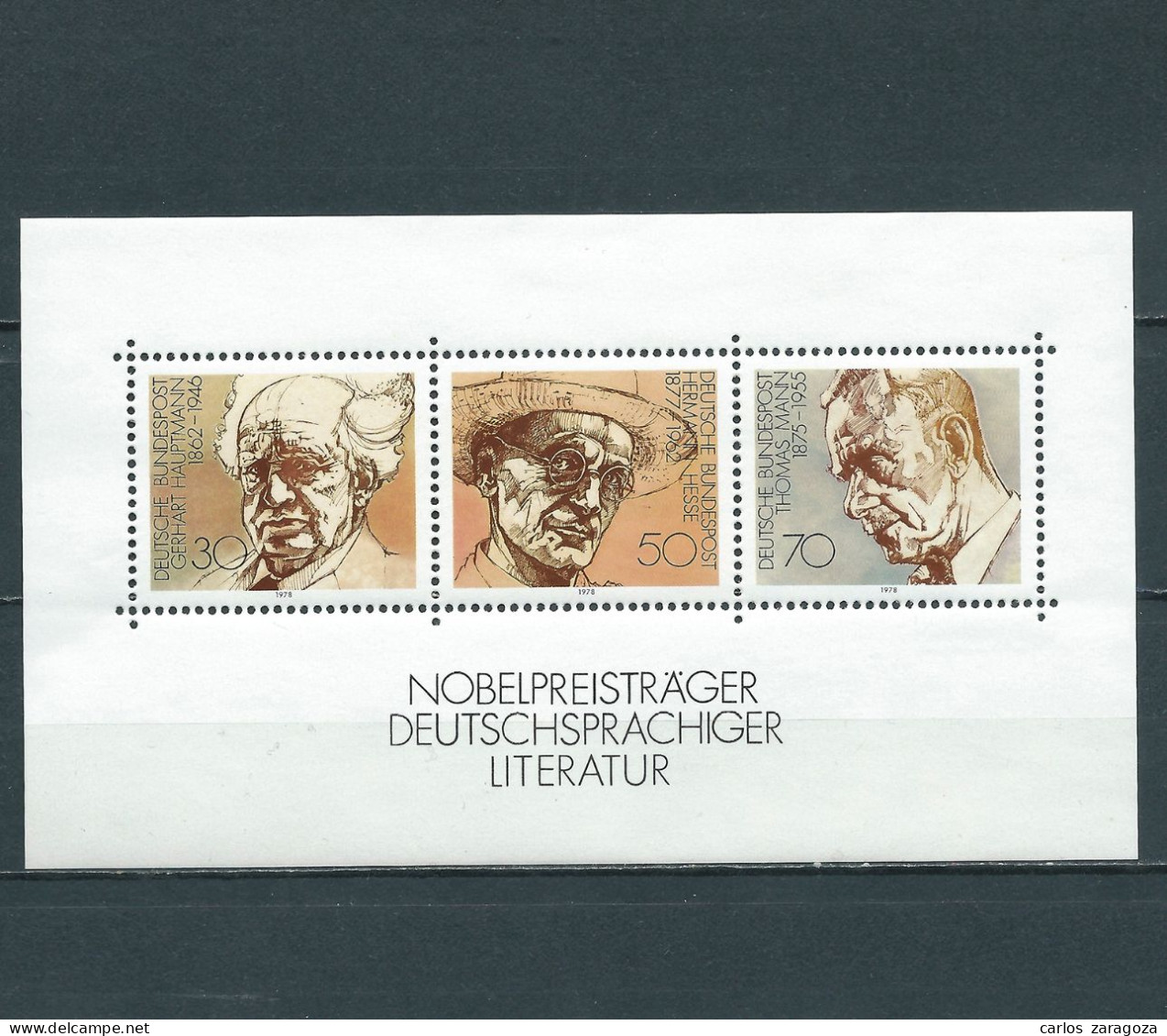 ALEMANIA 1978. MP Premios Nobel. Mi BL16,YT BF15,SG MS1853,Sc 1267. GERMANY Mini Sheet MNH Stamps - Ungebraucht