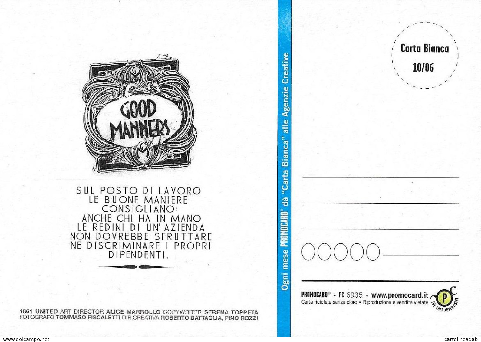 [MD9416] CPM - GOOD MANNERS CAVALIERE DEL LAVORO - PROMOCARD 6935 - PERFETTA - Non Viaggiata - Humour