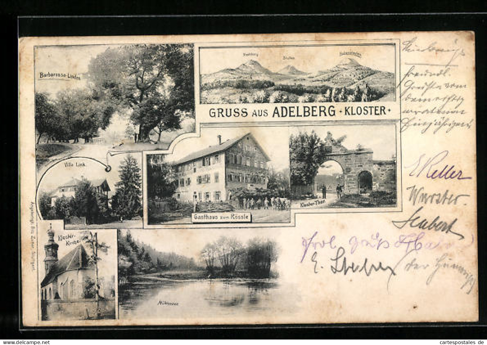 AK Adelberg /Kr. Göppingen, Kloster, Barbarossa-Linden, Gasthaus Zum Rössle  - Göppingen