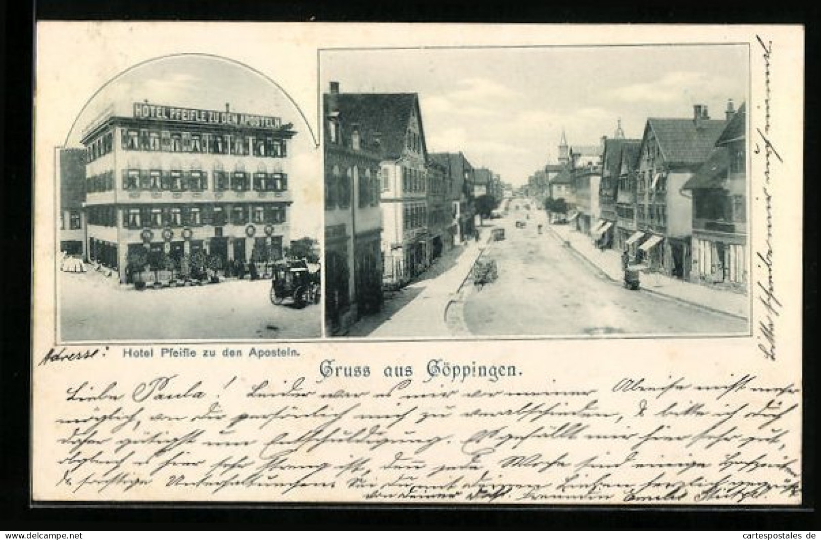 AK Göppingen, Hotel Pfeifle Zu Den Aposteln, Strassenpartie  - Goeppingen