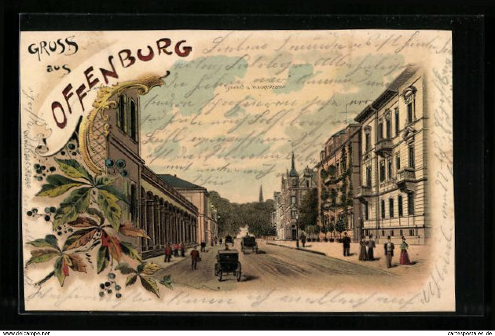 Lithographie Offenburg, Bahnhof Und Hauptstrasse  - Offenburg