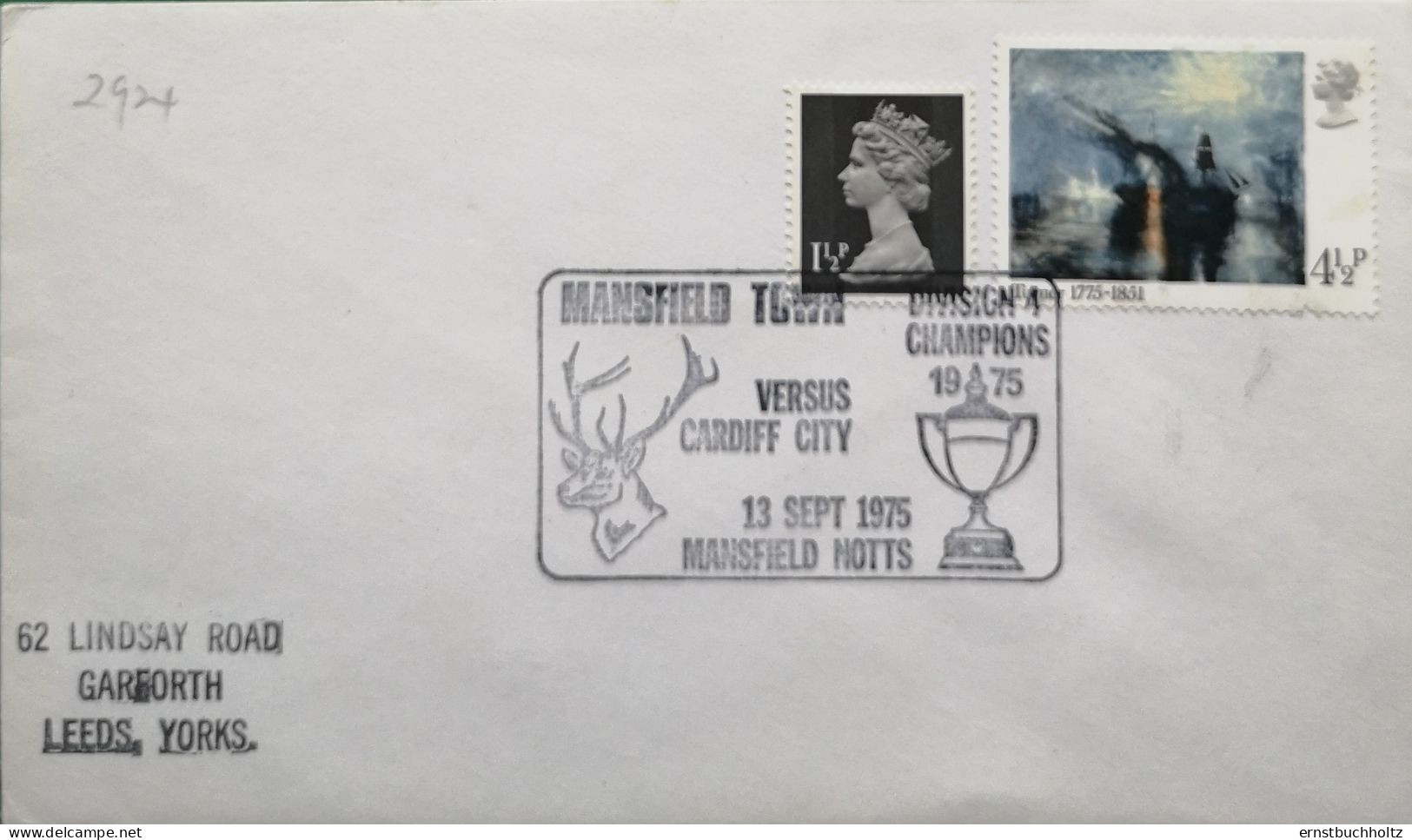 Großbritannien 1975 Ganzsache Mit SSt Mansfield Town Mit Hirschkopf - Postmark Collection