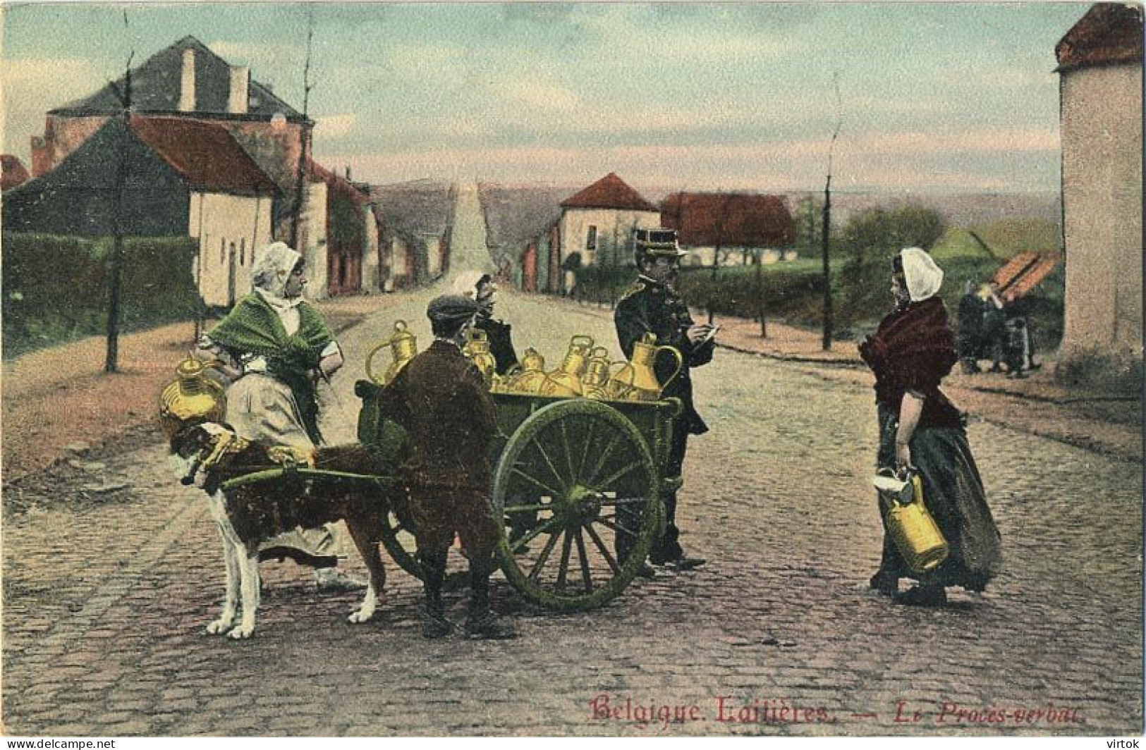 La Laitières  (  BELGE - HOND - CHIEN - Attelage .... Melk - Lait - Milk .....  ) Gendarm Police - Teams