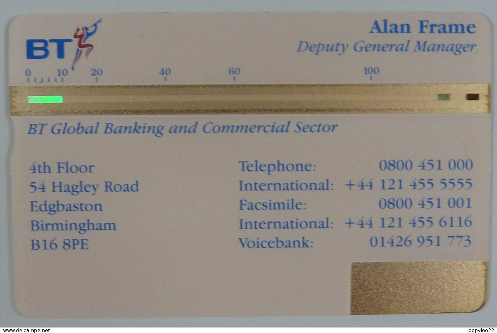 UK - Great Britain - BT & Landis & Gyr - General Visiting - GBV003 - Global Banking - Alan Frame - 250ex - Mint - BT Général