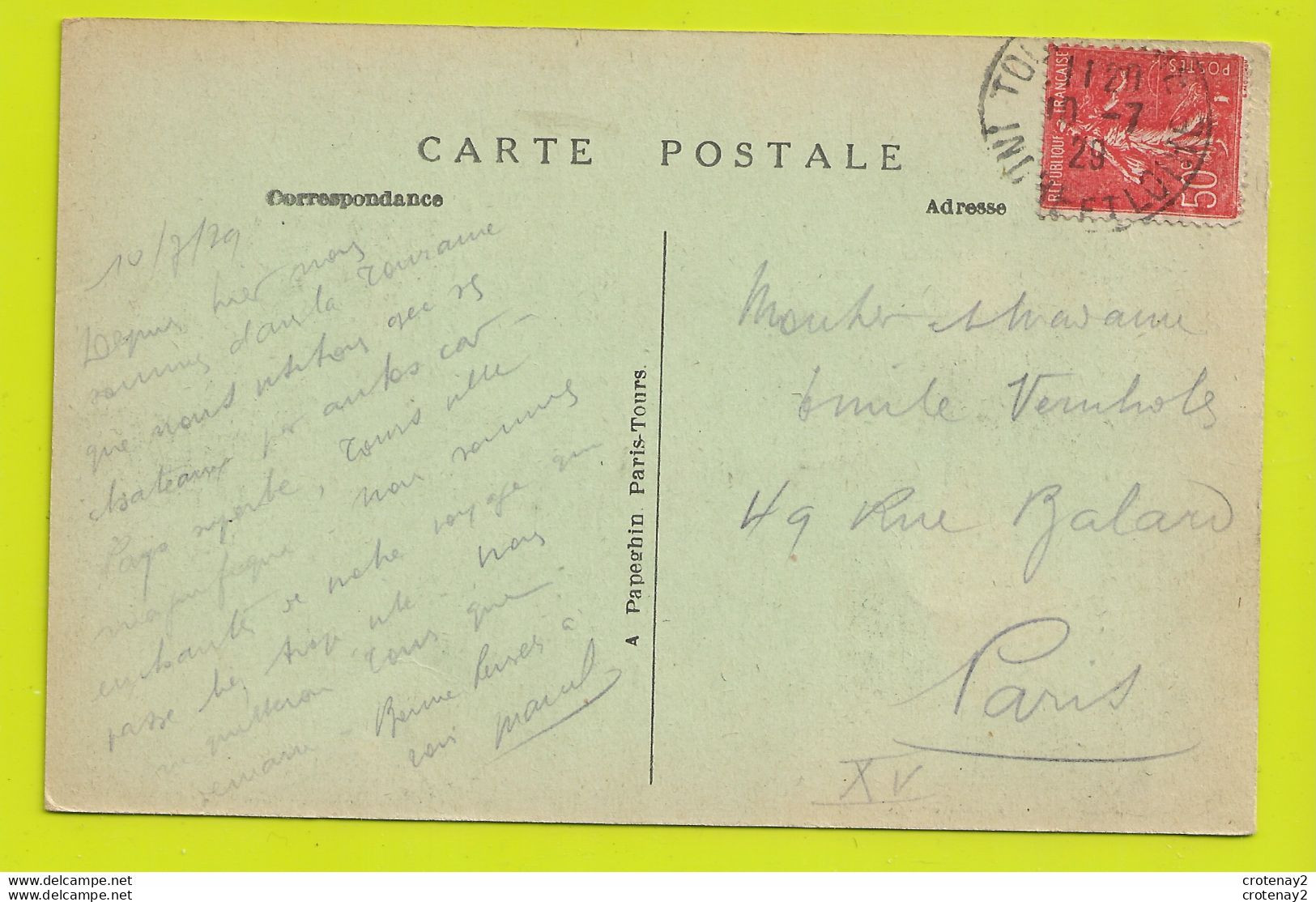 37 TOURS N°47 Square Descartes Et Rabelais Pont De Pierre Tramway Tram En 1929 Paveurs Au Travail Avec Leur Brouette - Tours