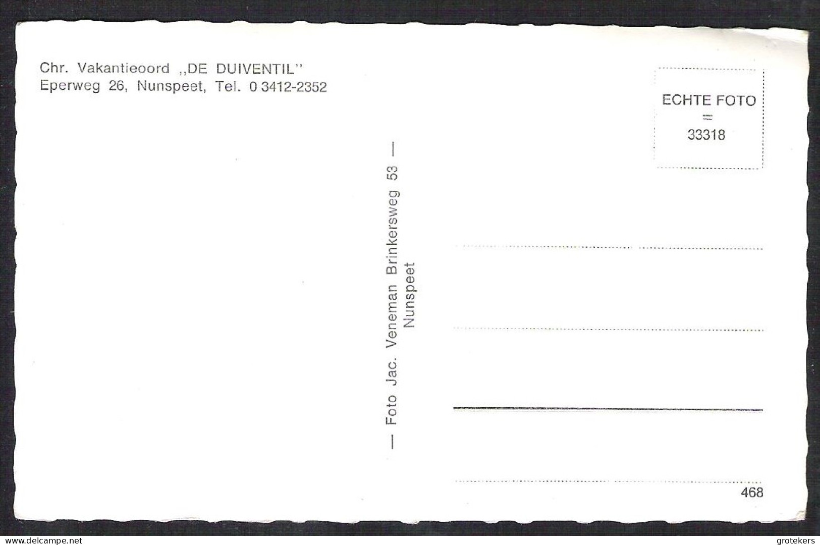 NUNSPEET Chr. Vakantieoord De Duiventil 1968 - Nunspeet