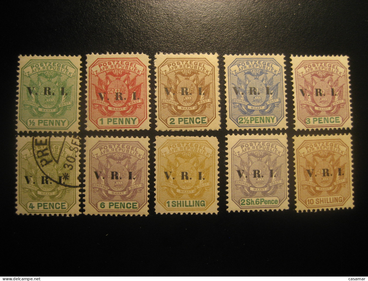 TRANSVAAL 10 Stamp VRI V.R.I. Overprinted British Colonies Victoria Regina Imperatrix South Africa - Transvaal (1870-1909)