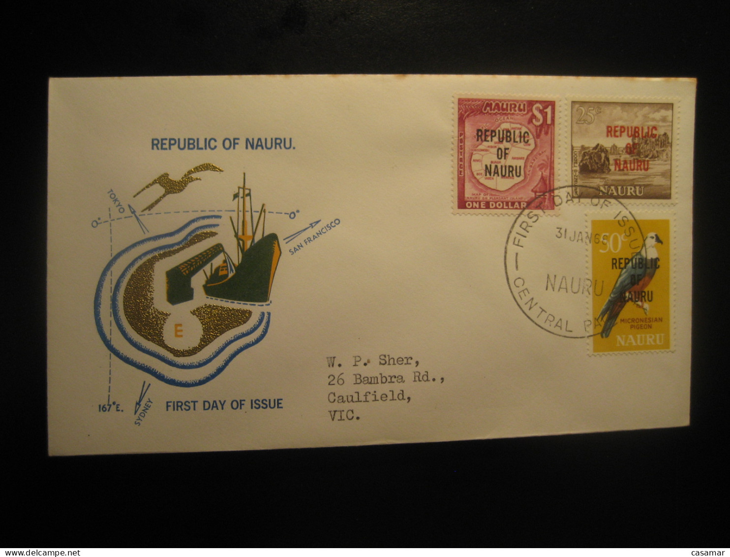 CENTRAL PACIFIC 1968 To Caulfield Australia Yv 81/2 2 Final Values Micronesian Pigeon Island Geography FDC NAURU - Nauru