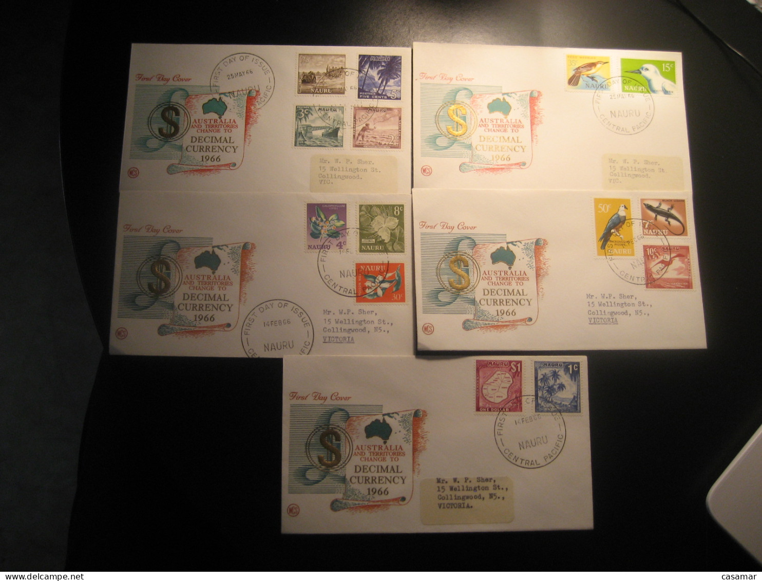 CENTRAL PACIFIC 1966 To Australia Yv55/68 Phosphate Mineral Minerals Geology Coral Pinacles Island Geography 5 FDC NAURU - Autres & Non Classés