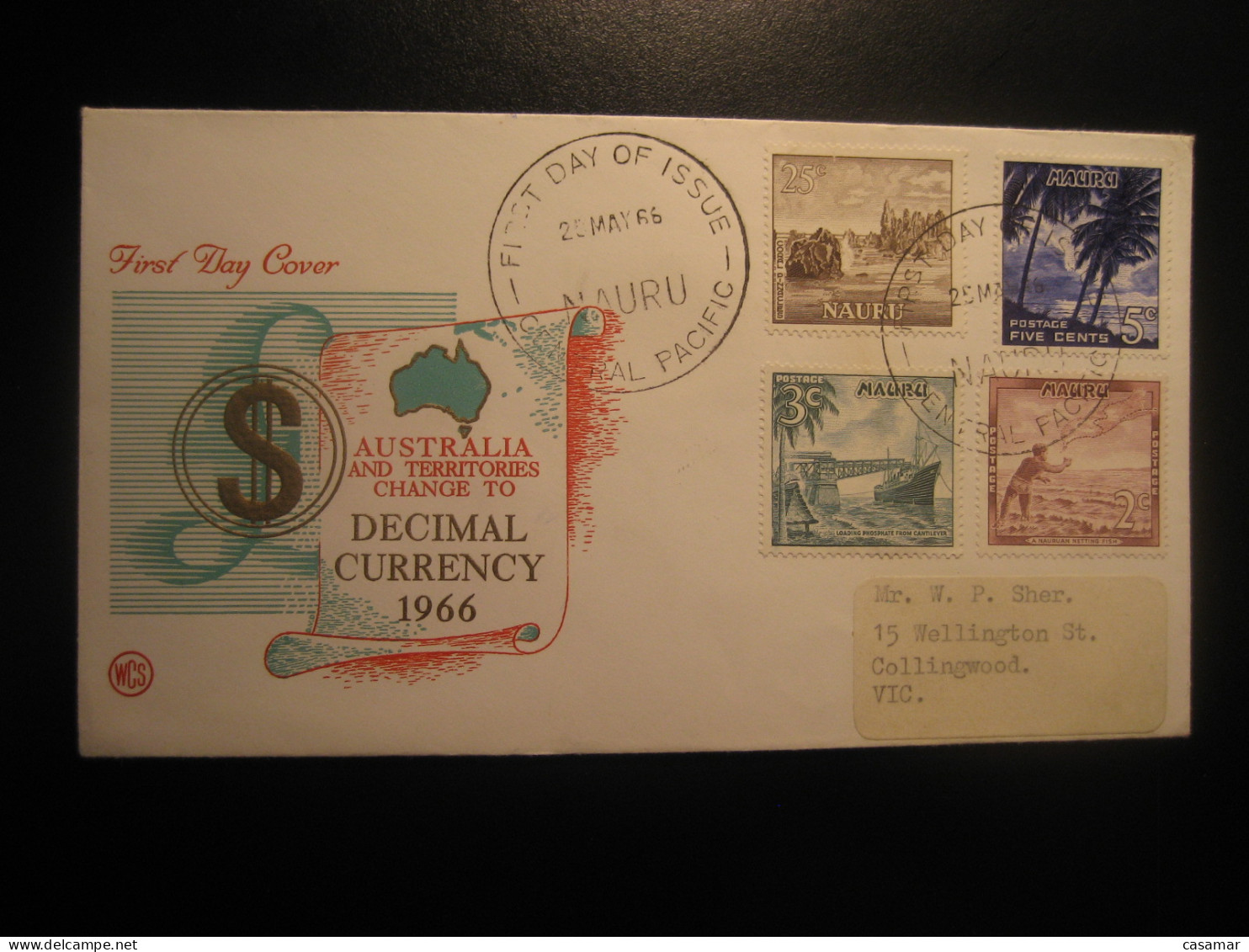 CENTRAL PACIFIC 1966 To Australia Coral Pinnacles Palm Palms Phosphate Mineral Fishing Geology FDC Cancel Cover NAURU - Other & Unclassified