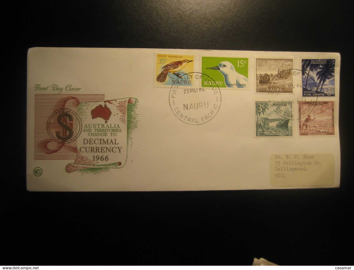 CENTRAL PACIFIC 1966 To Australia Reed Warbler White Tern Birds Coral Phosphate Mineral Geology FDC Cancel Cover NAURU - Sonstige & Ohne Zuordnung