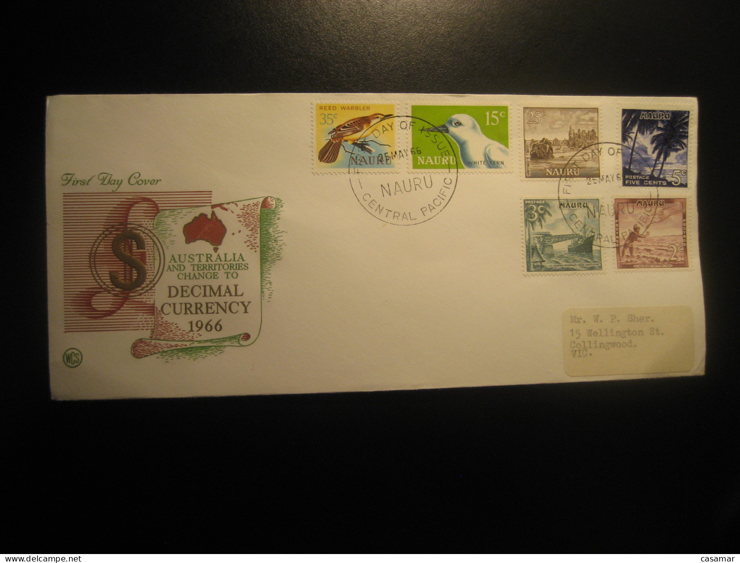CENTRAL PACIFIC 1966 To Australia Coral Phosphate Mineral Geology Reed Warbler White Tern FDC Cancel Cover NAURU - Altri & Non Classificati