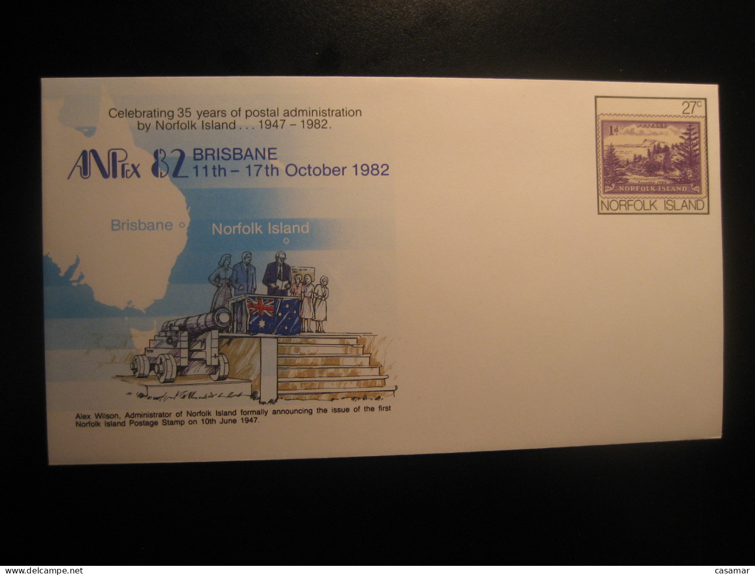 BRISBANE 1982 Artillery Stamp On Stamp Postal Stationery Cover NORFOLK ISLAND - Norfolkinsel