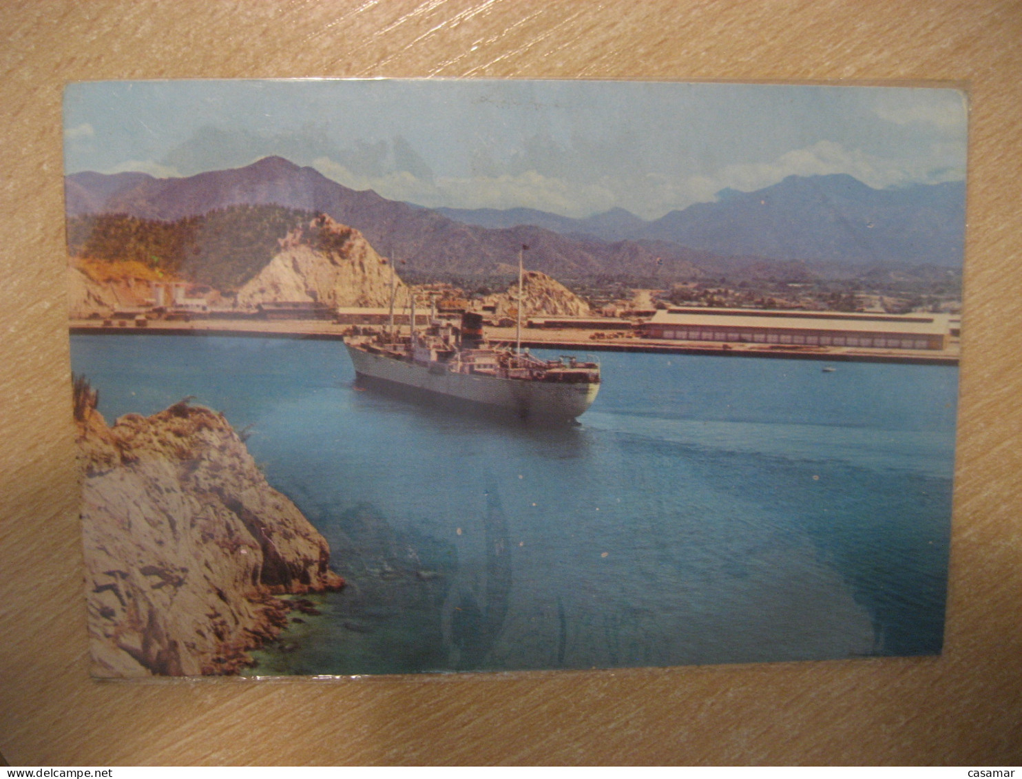 SANTA MARTA Bahia Y Muelles Ship 1963 To Barcelona Spain Meter Mail Cancel Postcard COLOMBIA - Colombia