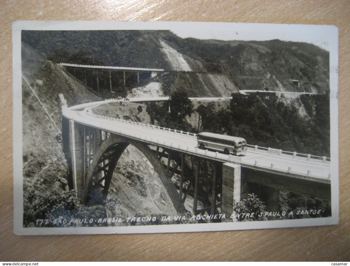 PERU Archeology Hotel Bolivar 1957 To Barcelona Spain Meter Mail Cancel Postcard Sao Paulo Santos Bus BRASIL Brazil - São Paulo