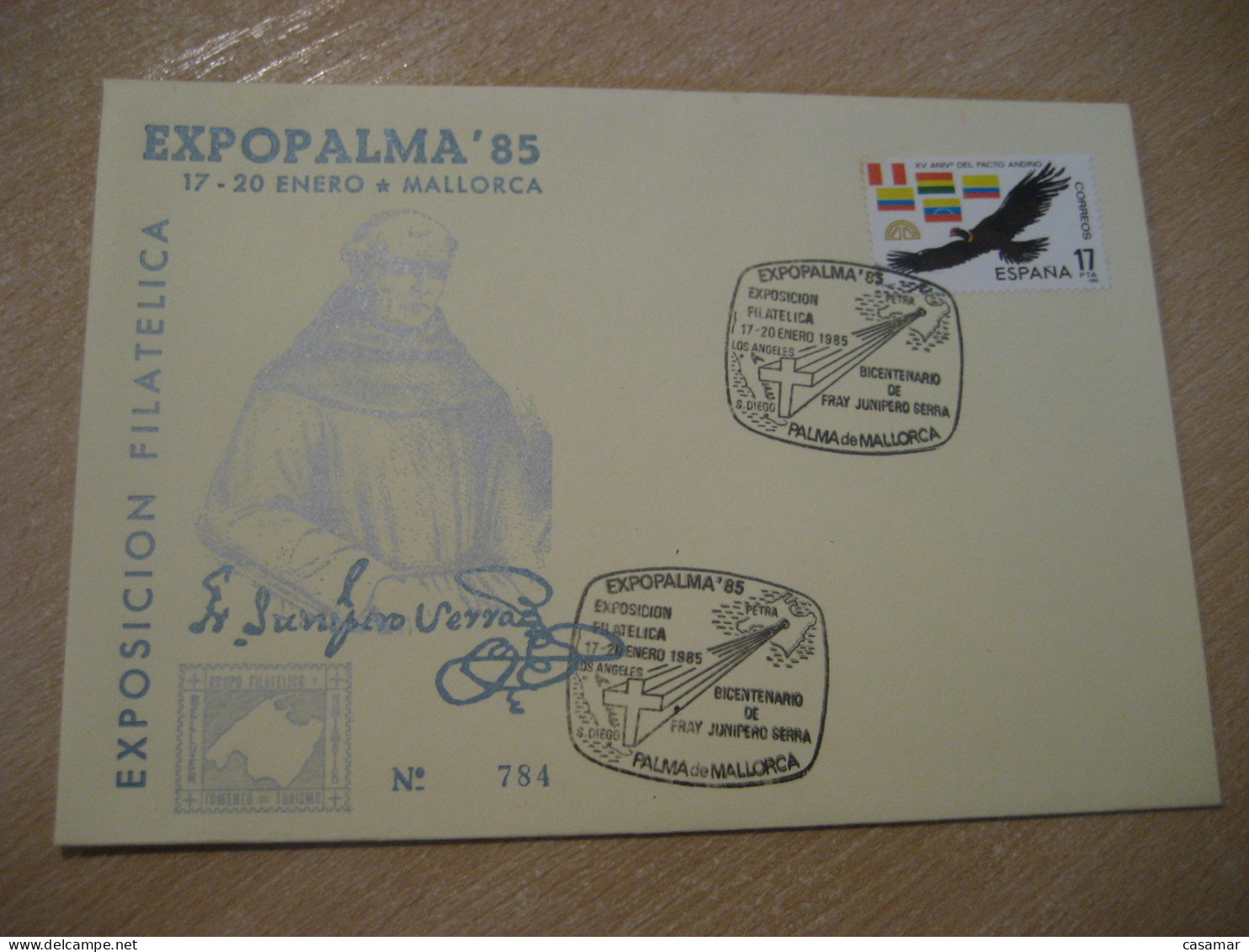 PALMA DE MALLORCA 1985 Fray Junipero Serra Petra Los Angeles San DIego USA Cancel Cover SPAIN - Lettres & Documents