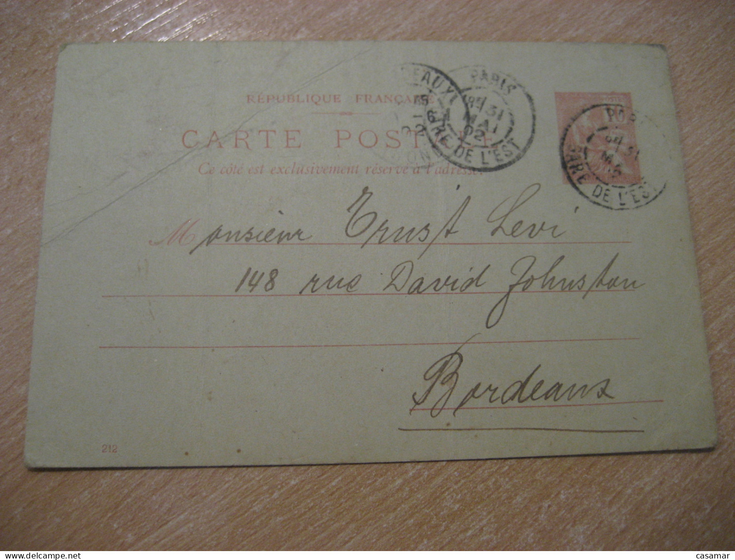 PARIS 1902 To Bordeaux Cancel Postal Stationery Card FRANCE - Cartas & Documentos