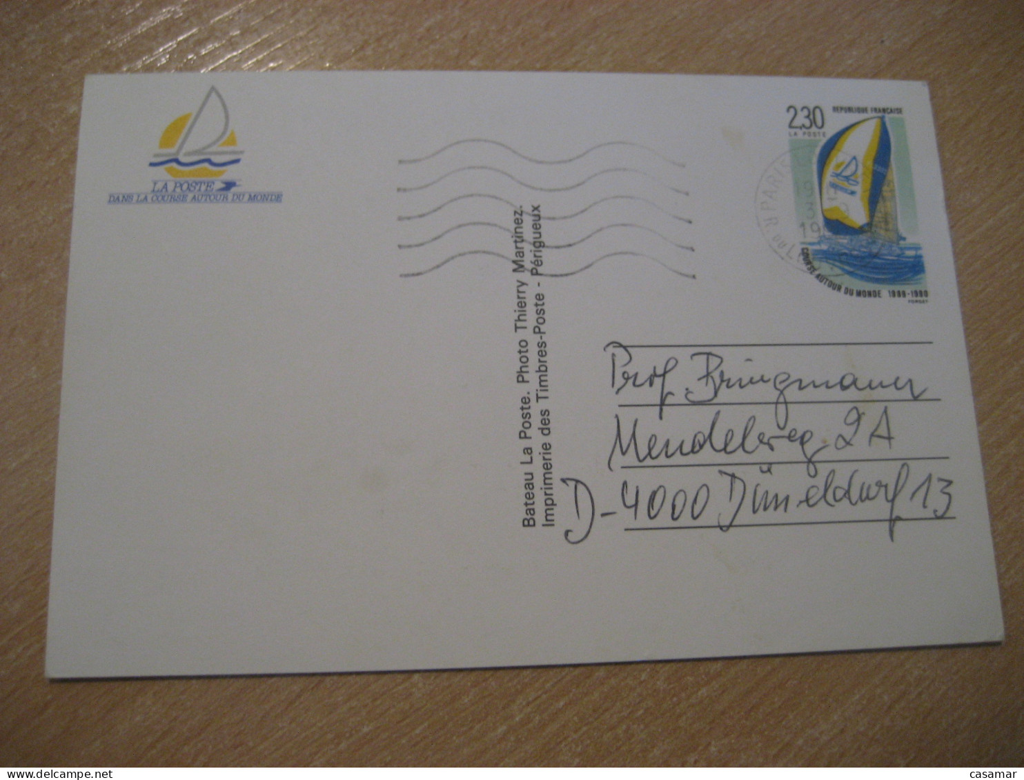 PARIS 1990 To Dusseldorf Germany Sail Sailing World Cup Cancel Postal Stationery Card FRANCE - Segeln