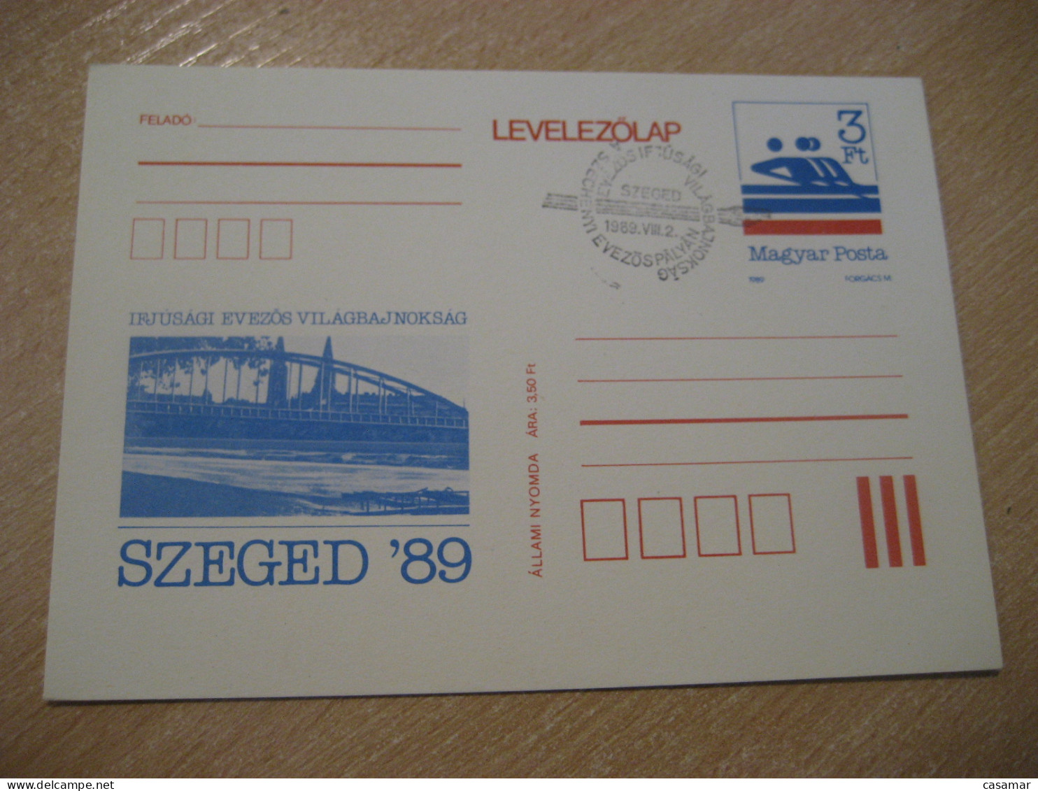 SZEGED 1989 Rowing Aviron Cancel Postal Stationery Card HUNGARY - Sailing