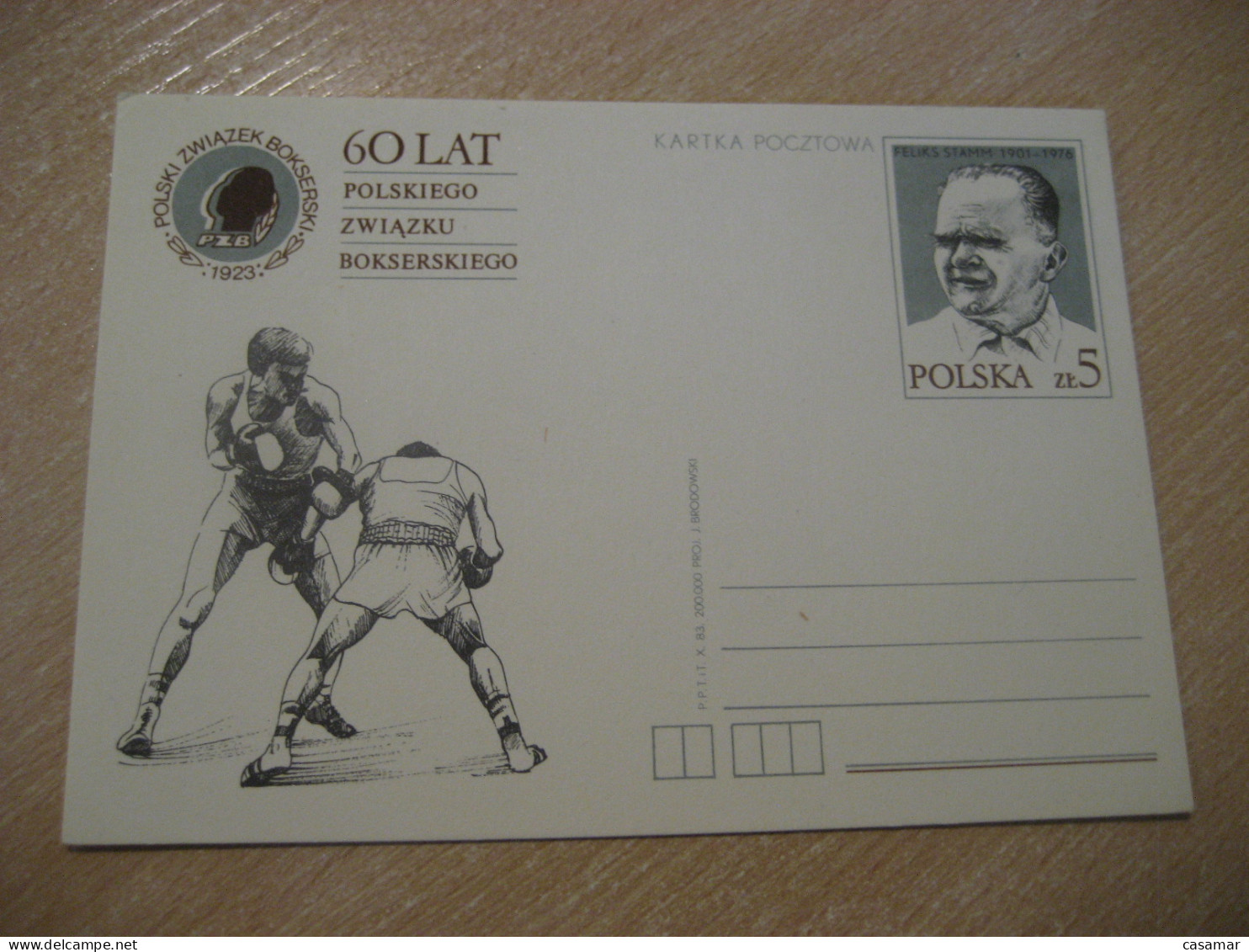 1983 Feliks Stamm Box Boxing Boxeo Postal Stationery Card POLAND - Boxe