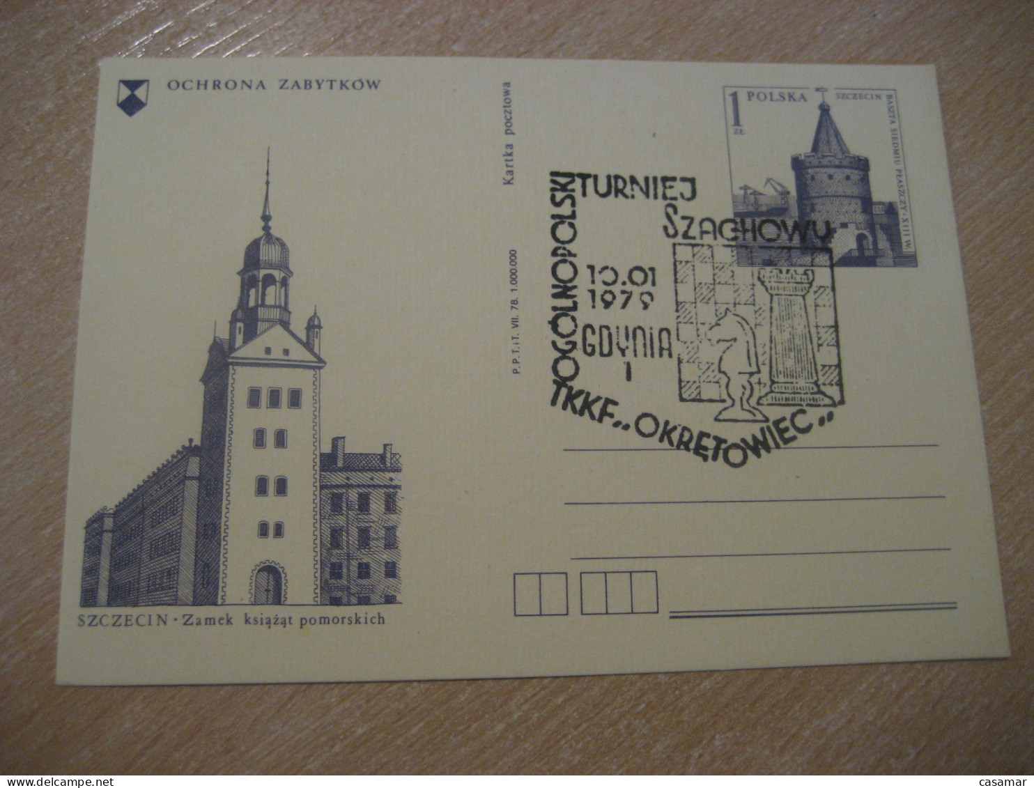 GDYNIA 1979 Chess Echecs Ajedrez Cancel Postal Stationery Card POLAND - Schaken