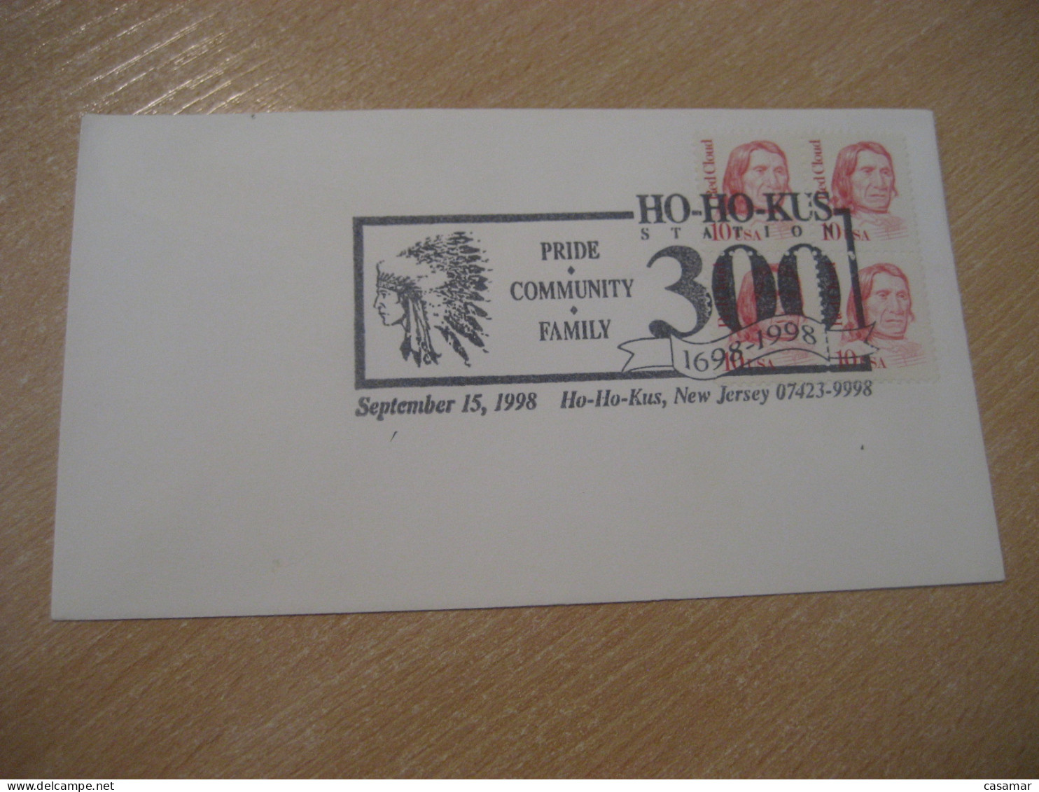 HO-HO-KUS 1998 Pride Community Family American Indians Indian Cancel Cover USA Indigenous Native History - Indiens D'Amérique