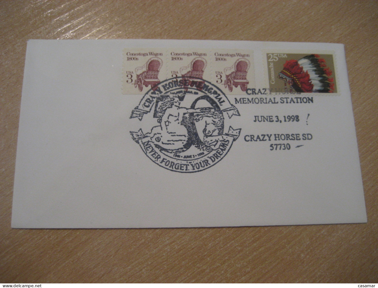 CRAZY HORSE 1998 Memorial American Indians Indian Cancel Cover USA Indigenous Native History - Indiens D'Amérique