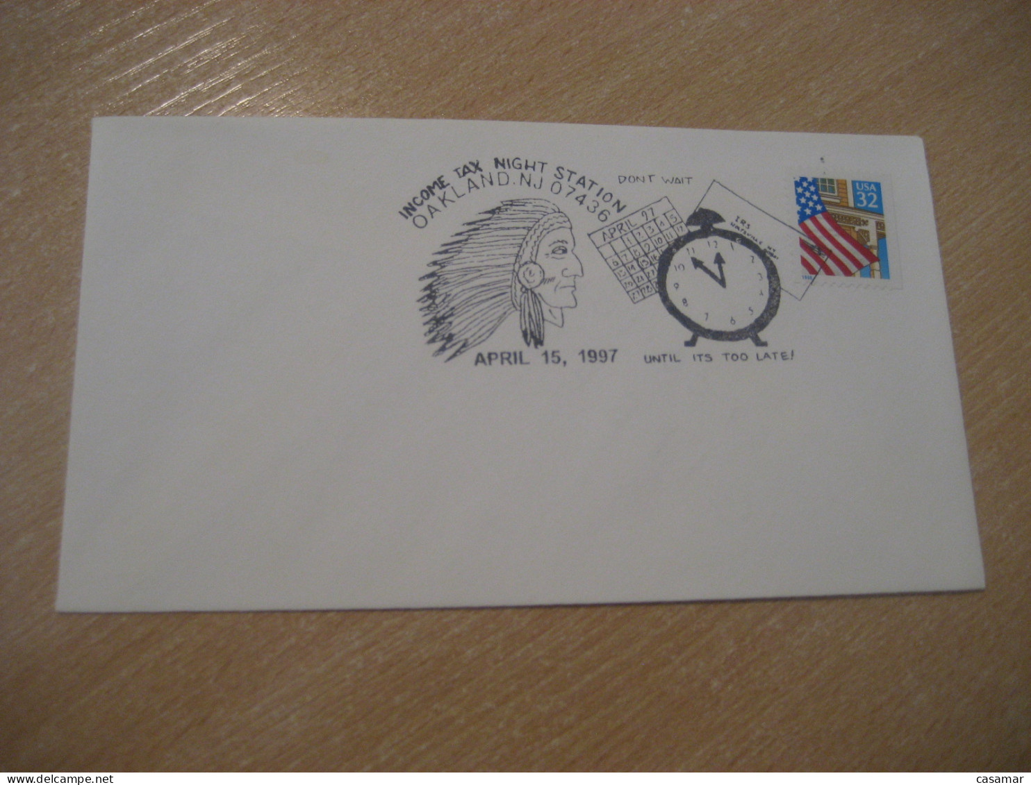 OAKLAND 1997 Income Tax Night American Indians Indian Cancel Cover USA Indigenous Native History - Indianer