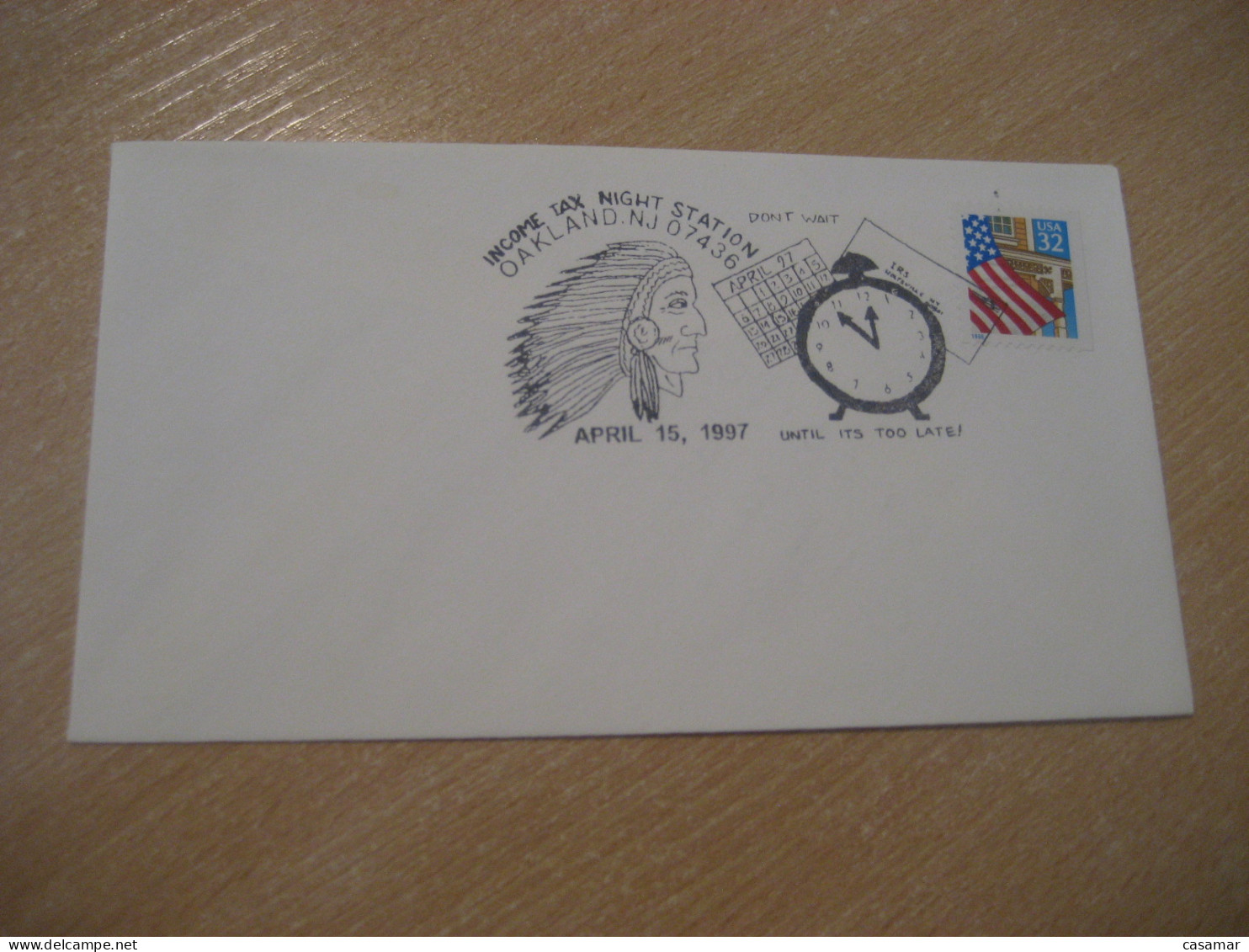 OAKLAND 1997 Income Tax Night American Indians Indian Cancel Cover USA Indigenous Native History - Indiani D'America