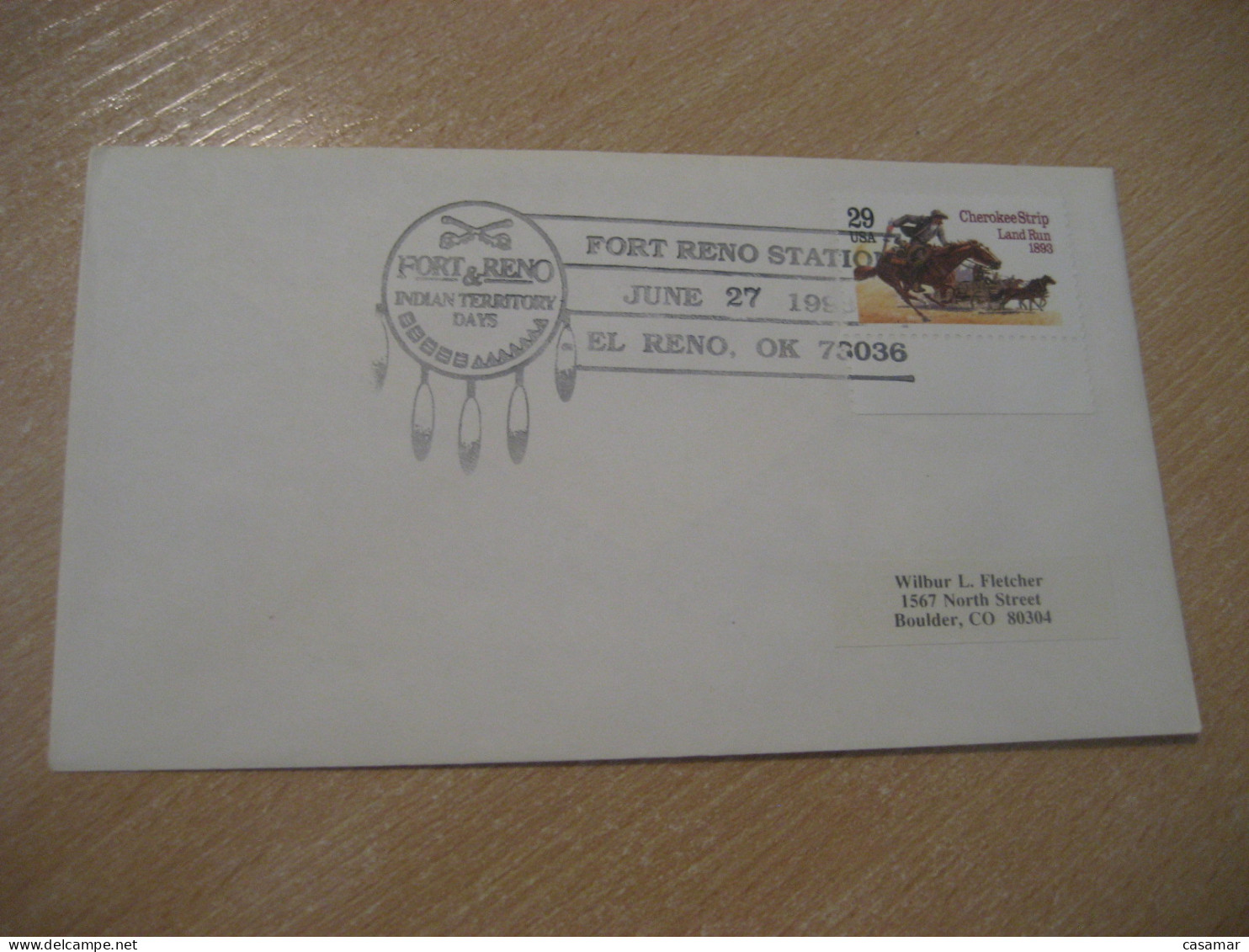 EL RENO 1993 Fort Reno Indian Territory Days American Indians Indian Cancel Cover USA Indigenous Native History - Indios Americanas
