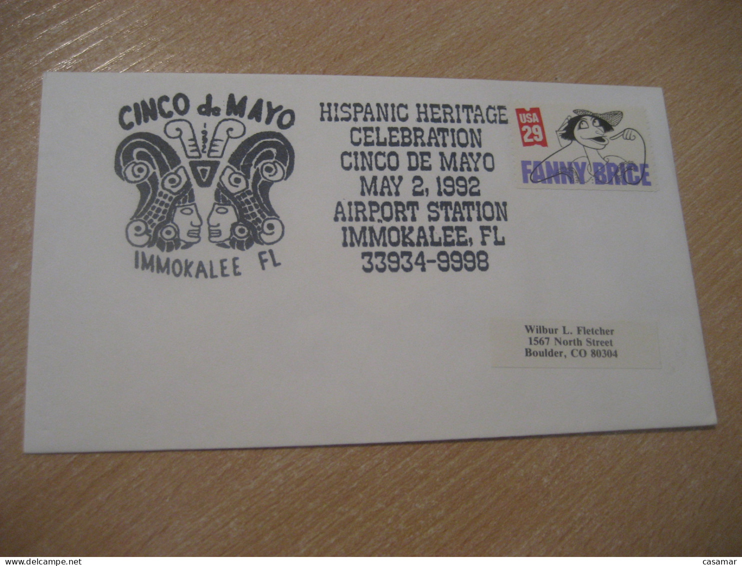 IMMOKALEE 1992 Cinco De Mayo Hispanic Heritage American Indians Indian Cancel Cover USA Indigenous Native History - Indiani D'America