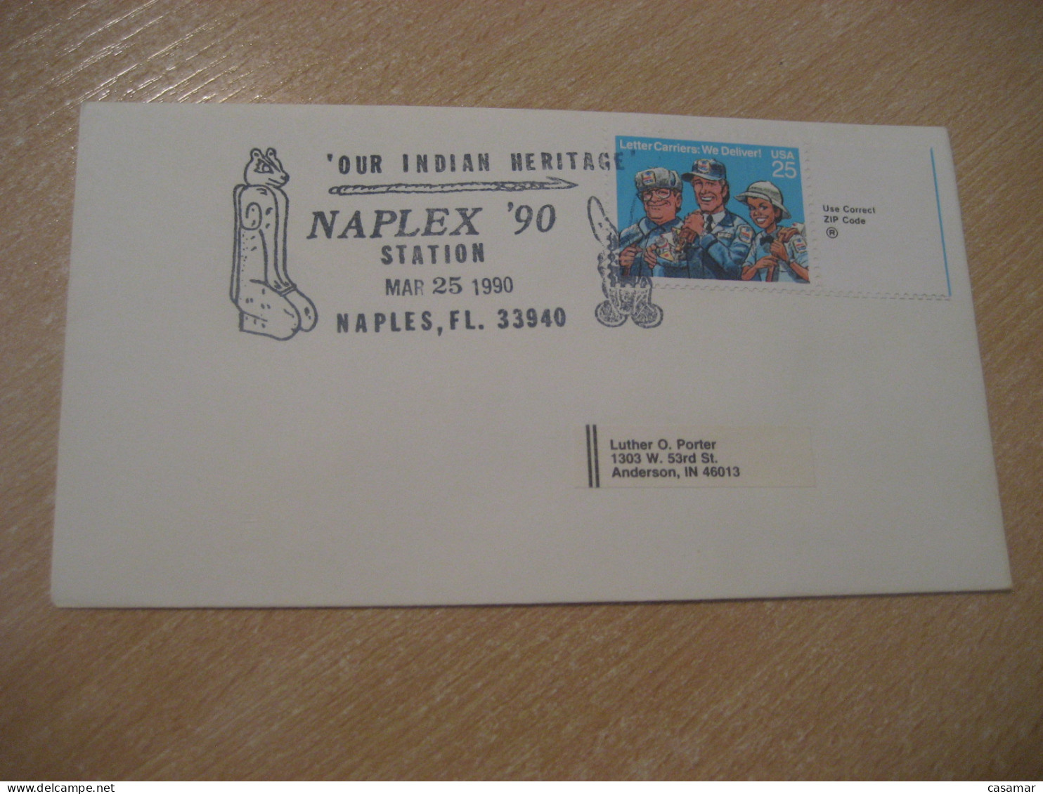 NAPLES 1990 Our Indian Heritage American Indians Indian Cancel Cover USA Indigenous Native History - Indianen